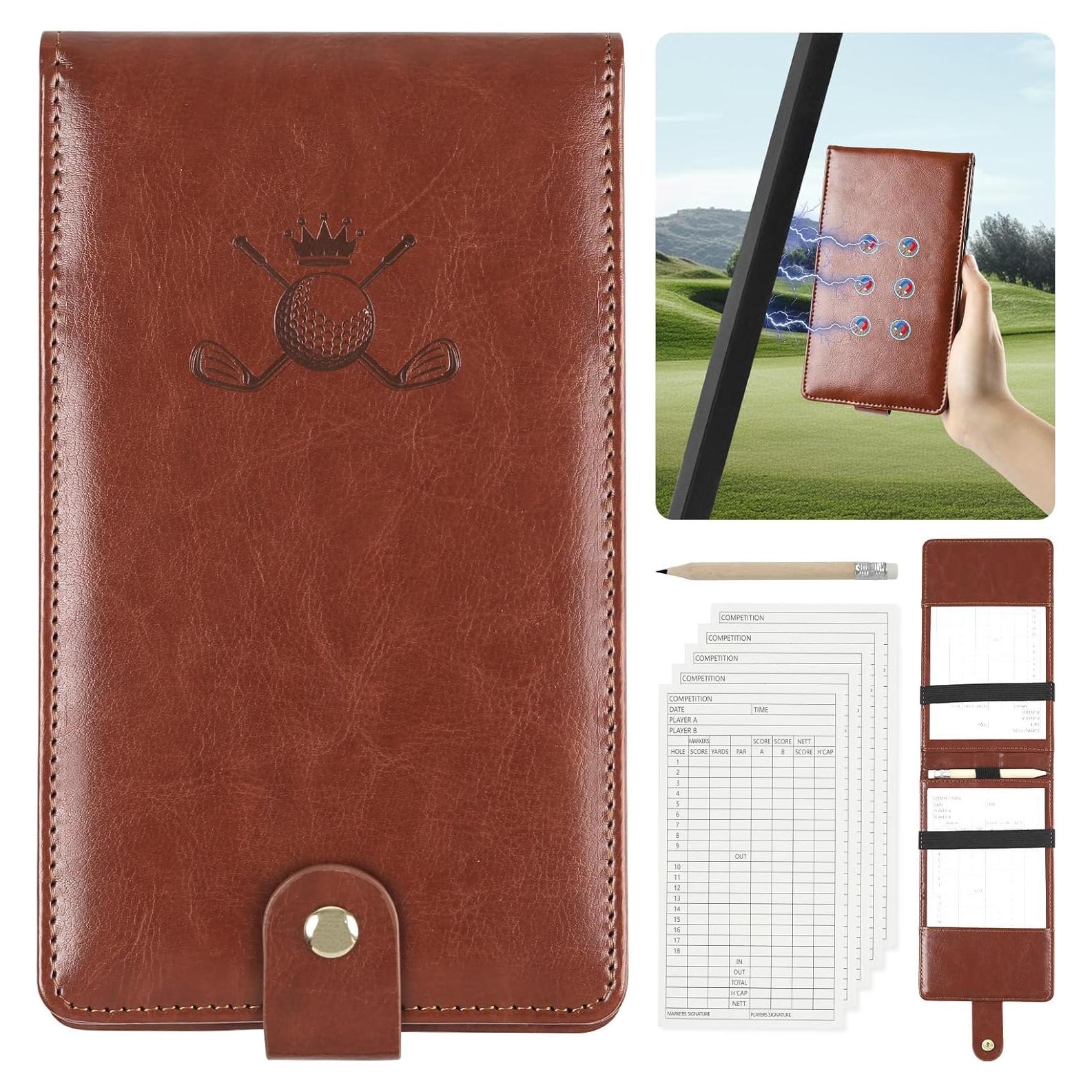 Soporte de Tarjeta de Puntuación de Golf Archerest Cuero Marrón