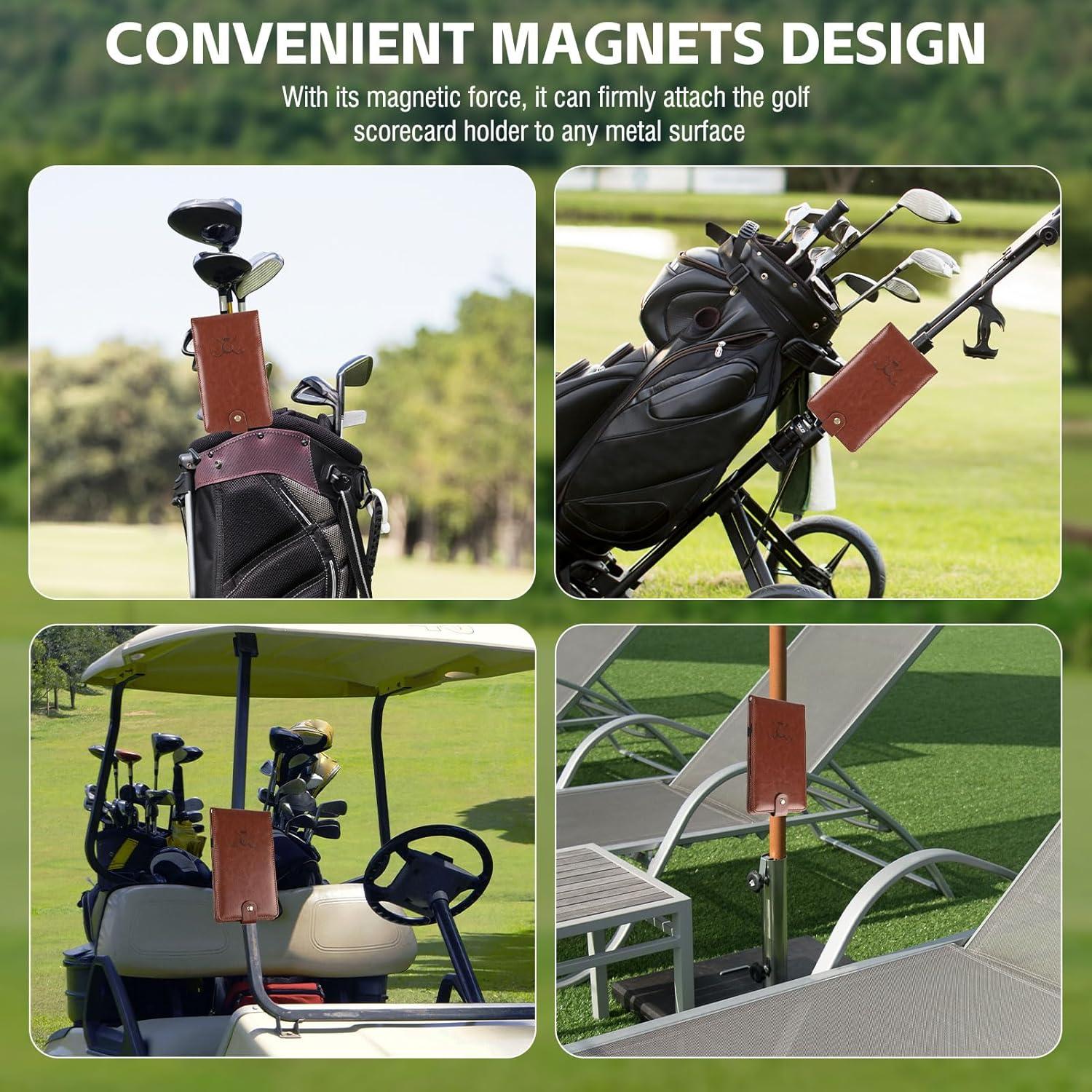 Soporte de Tarjeta de Puntuación de Golf Archerest Cuero Marrón