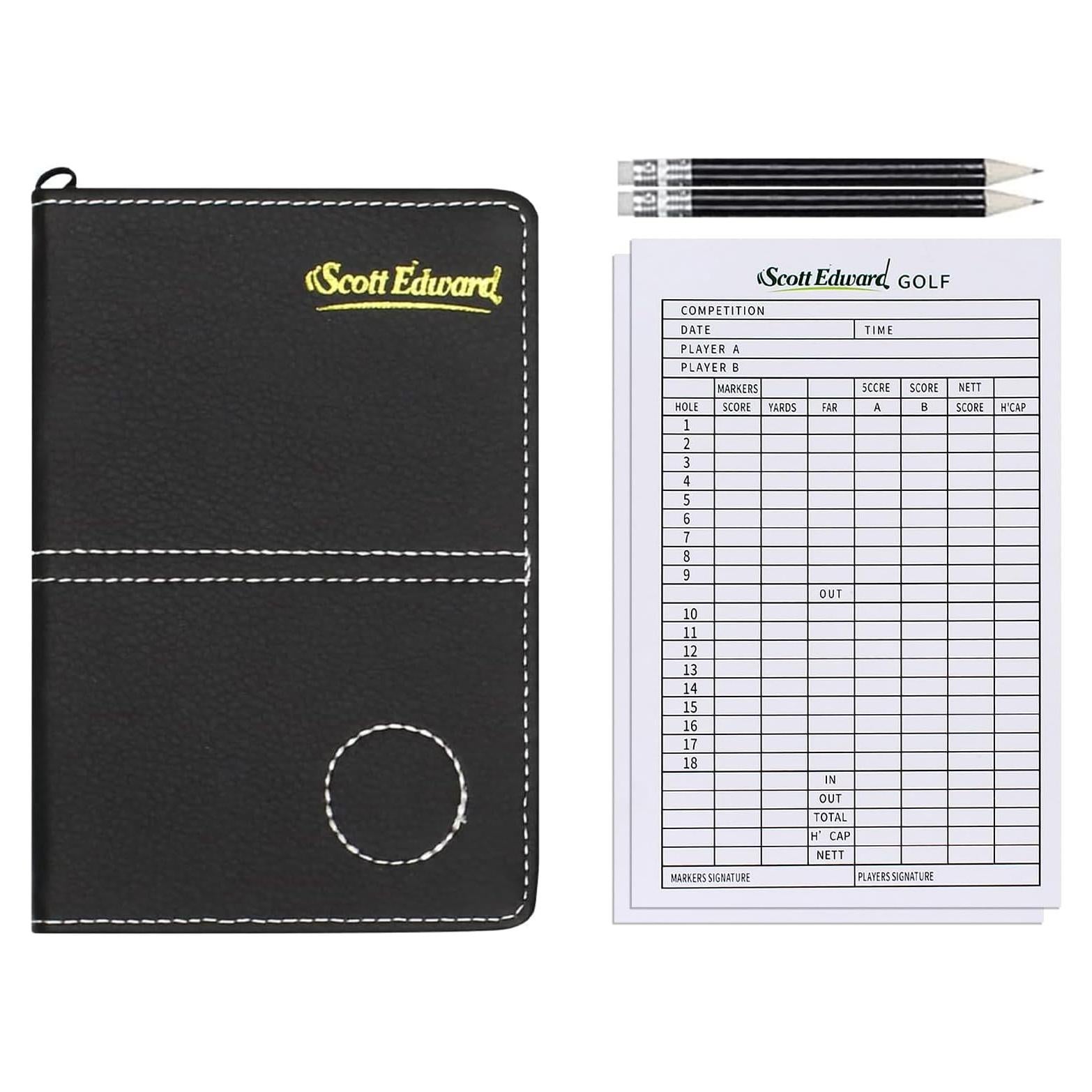 Funda de Tarjeta de Puntuación de Golf Scott Edward Negra