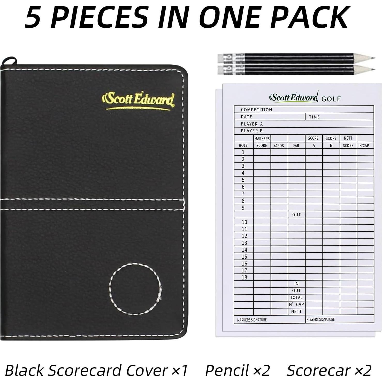 Funda de Tarjeta de Puntuación de Golf Scott Edward Negra