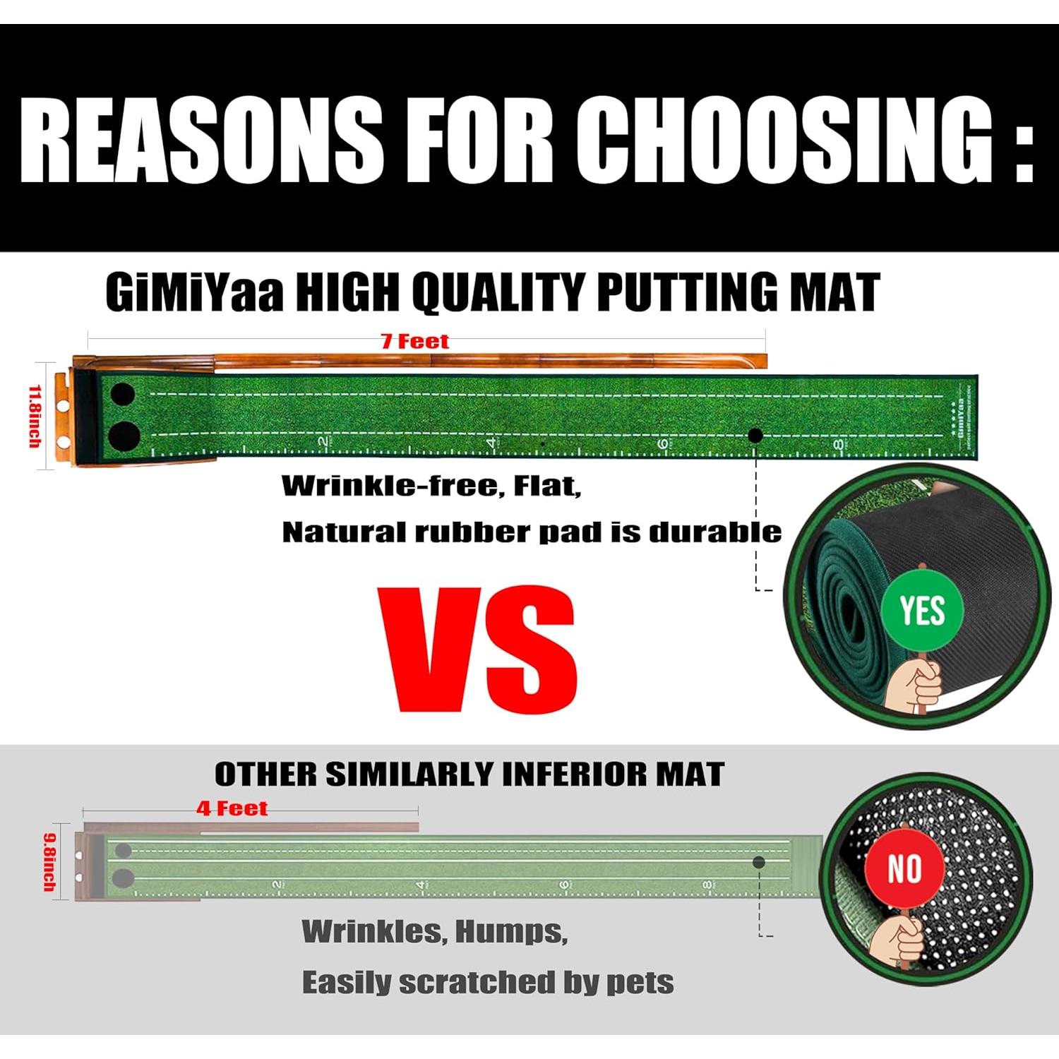 Alfombra de Putt GimiYaa Interior/Exterior 120x30 cm con Devolución Automática