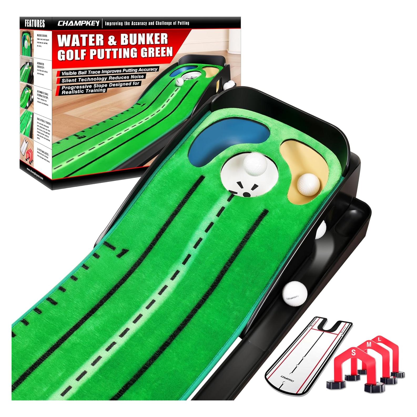 Alfombra de Putt de Golf CHAMPKEY con Espejo y Puertas - 3.09 kg