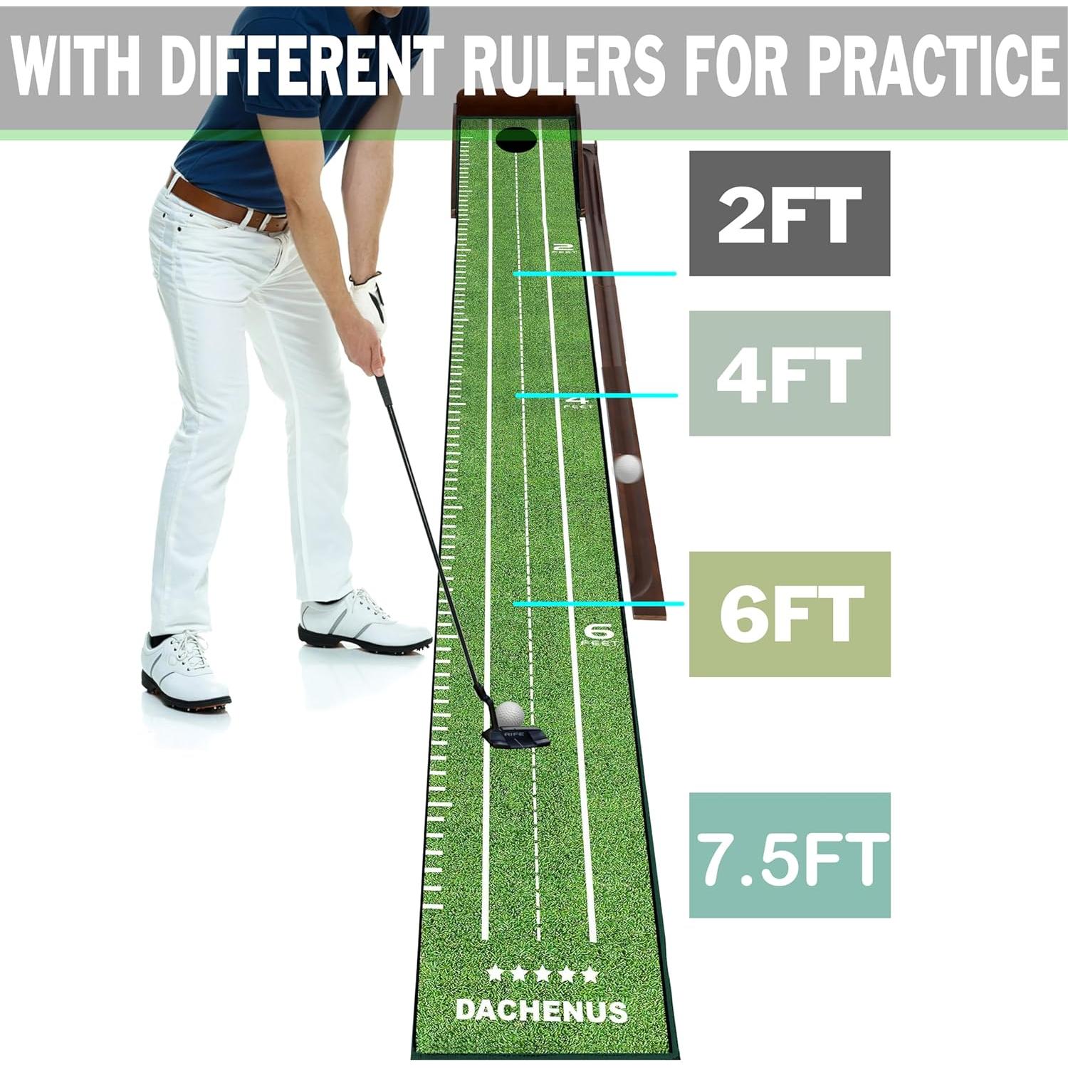 Alfombra de Putting Dachenus para Golf Interior con Devolución Automática