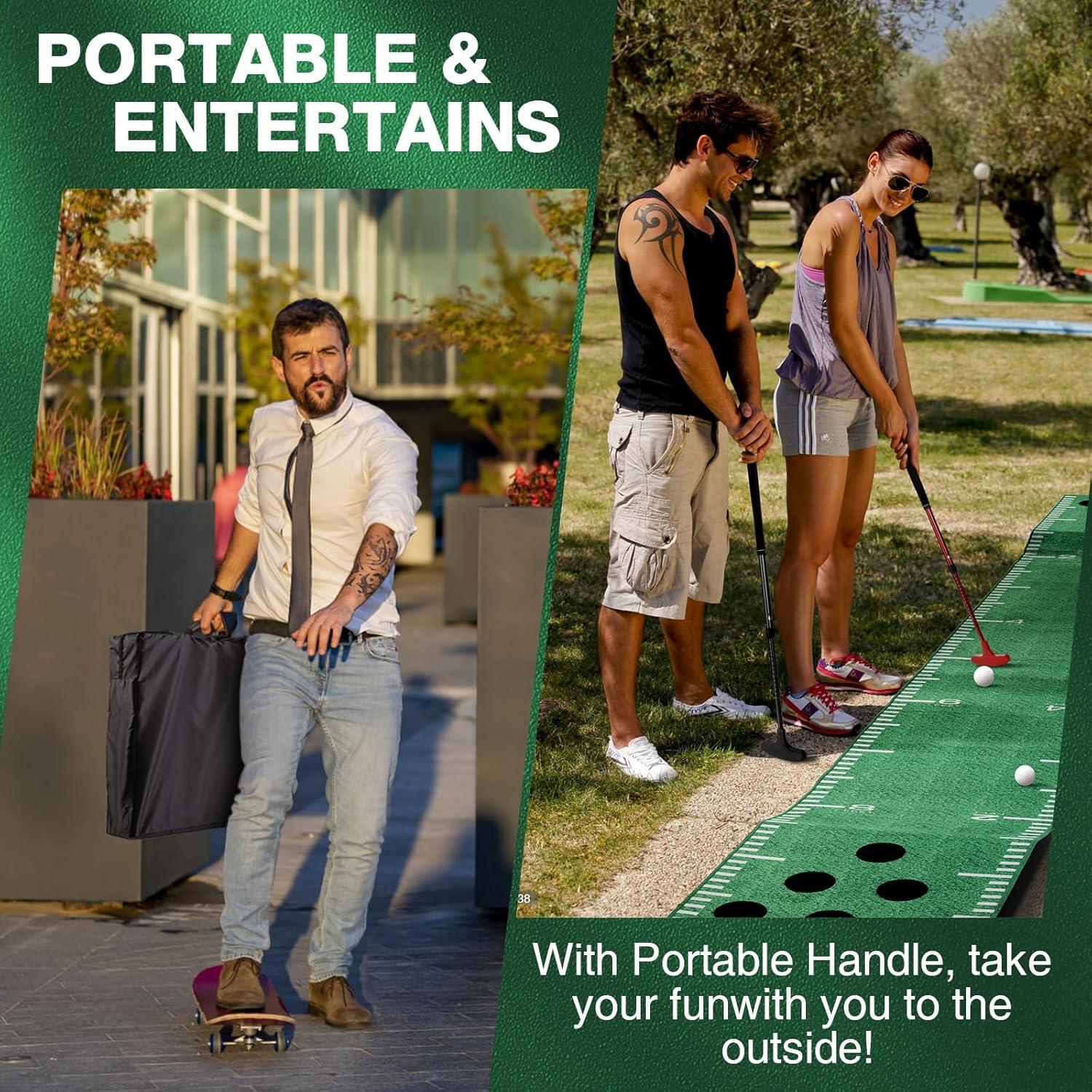 Alfombra de Putting Wekin 3.05m con 2 Putters y 12 Hoyos