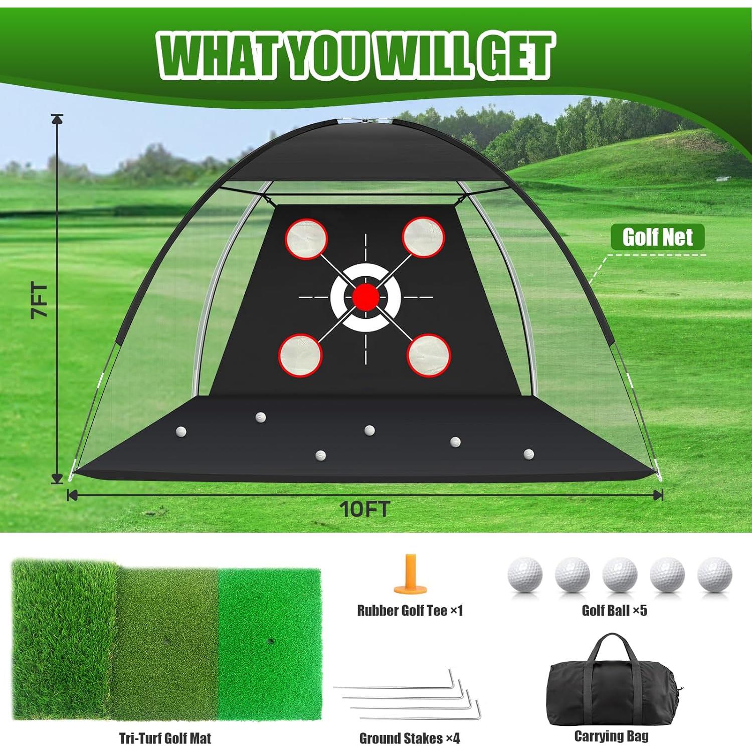 Red de Golf MFNMFN con Alfombra de Práctica 3.05x2.13m