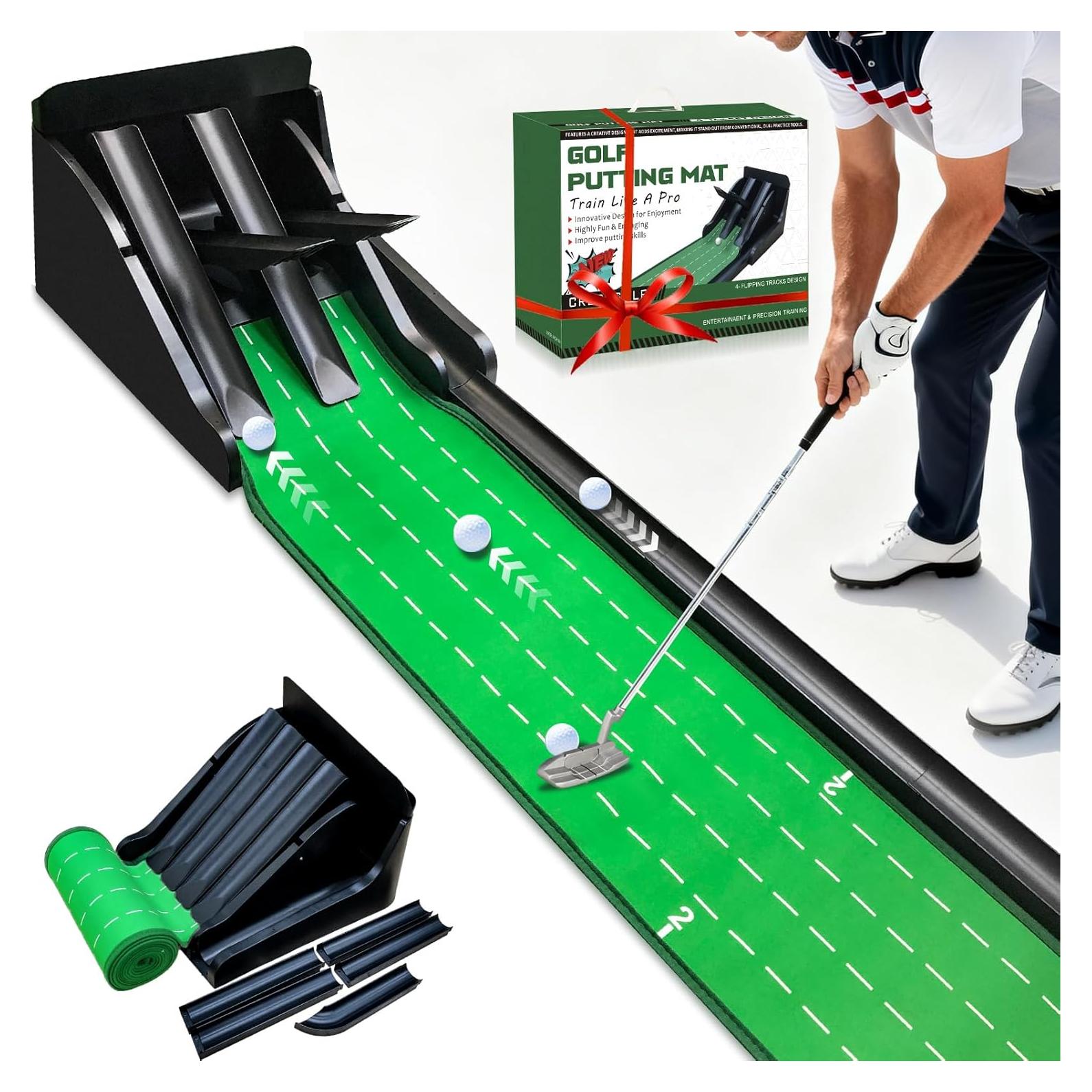 Alfombra de Putting de Golf Crestgolf 4 Pistas Antideslizante