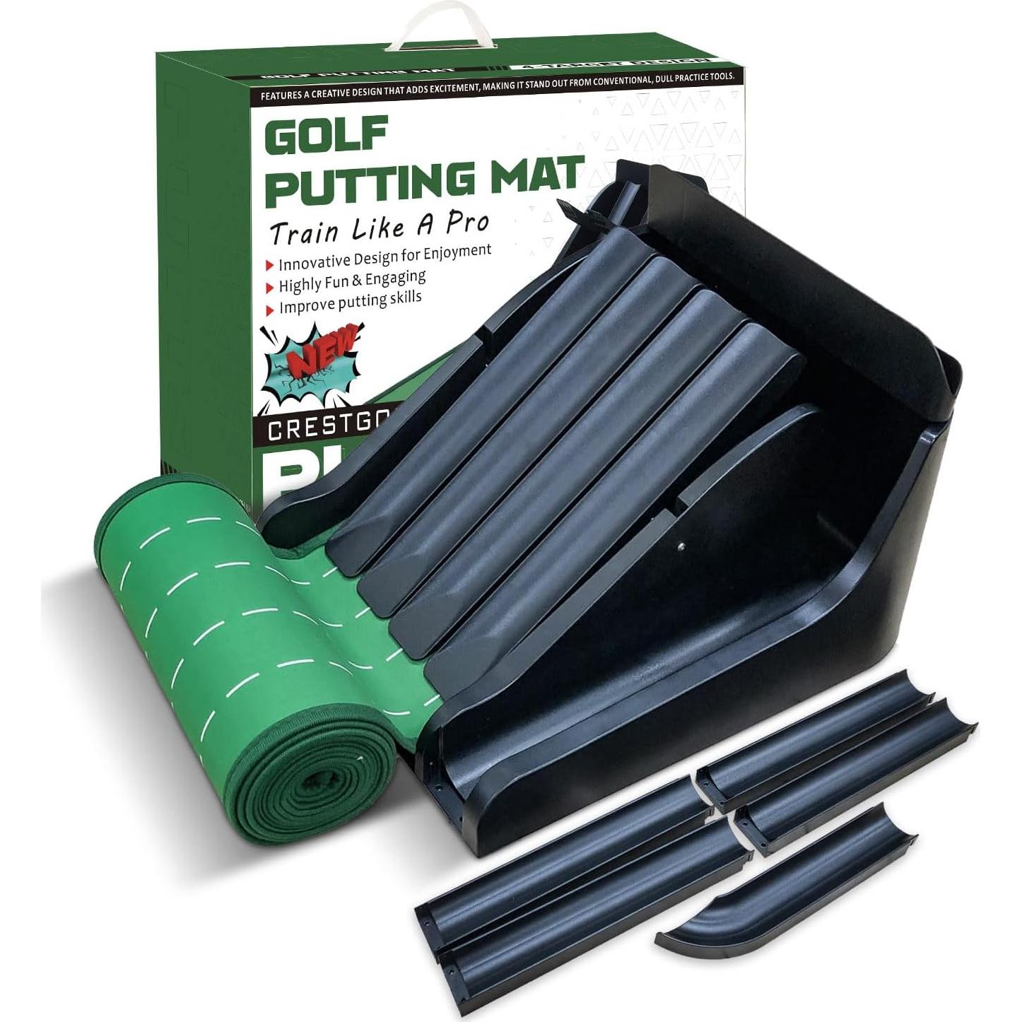 Alfombra de Putting de Golf Crestgolf 4 Pistas Antideslizante