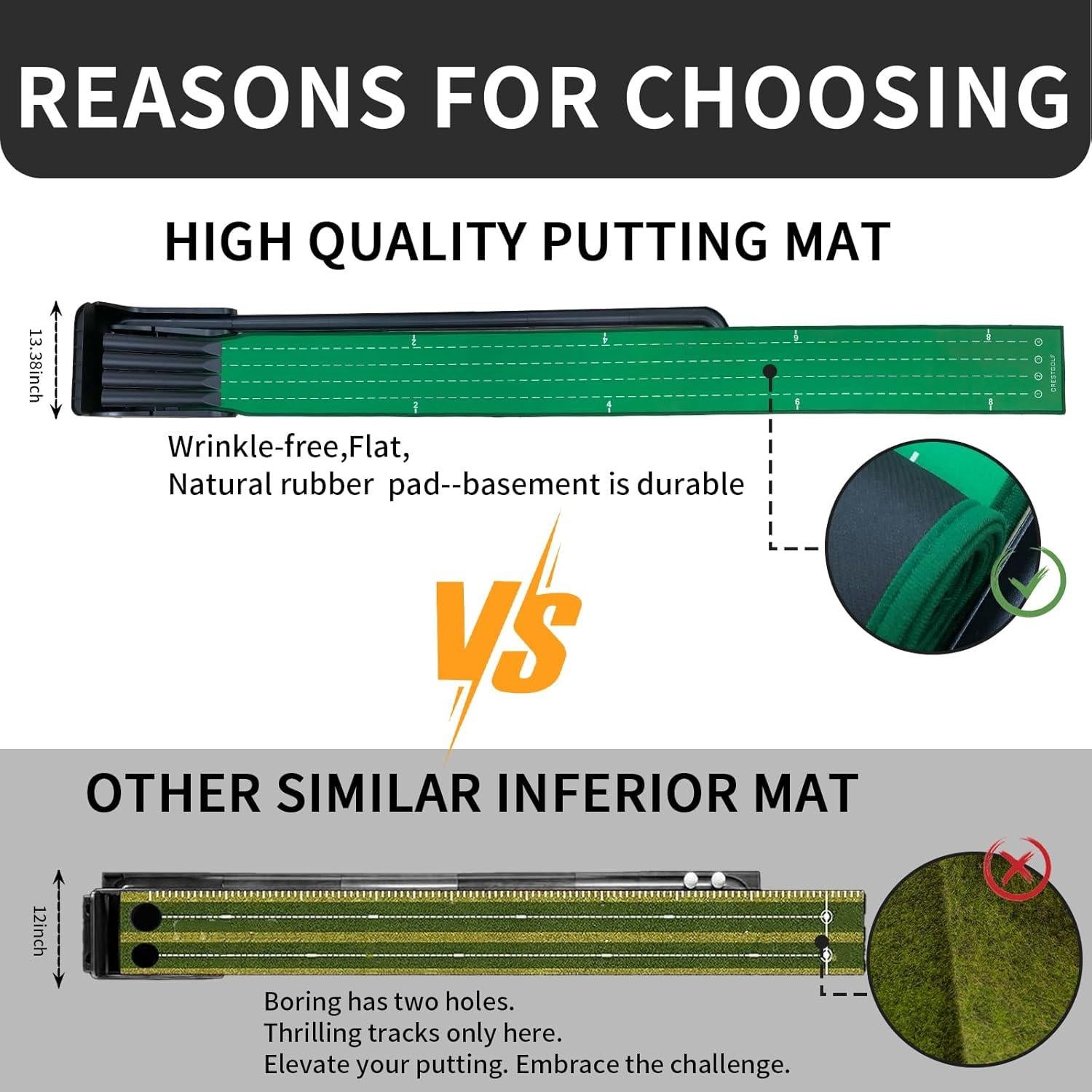 Alfombra de Putting de Golf Crestgolf 4 Pistas Antideslizante