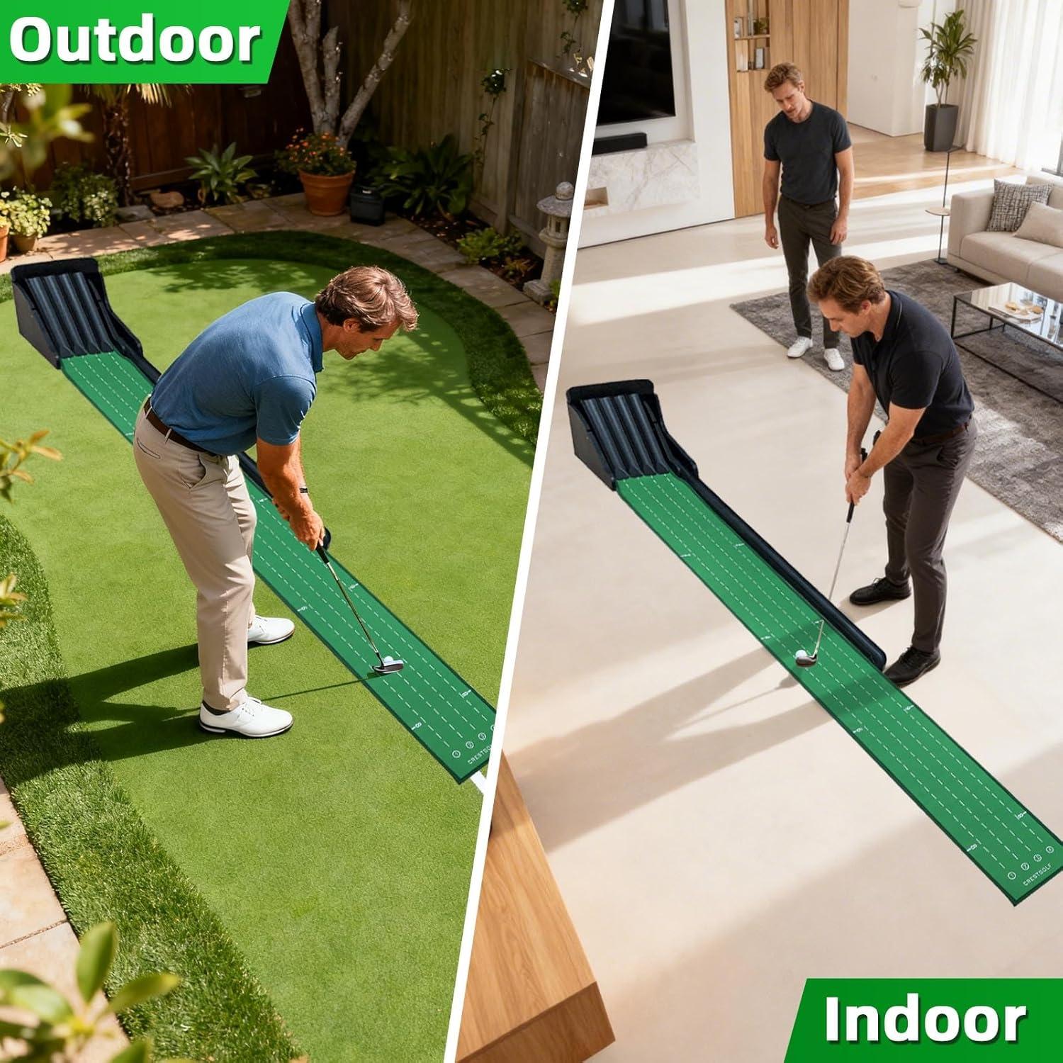 Alfombra de Putting de Golf Crestgolf 4 Pistas Antideslizante