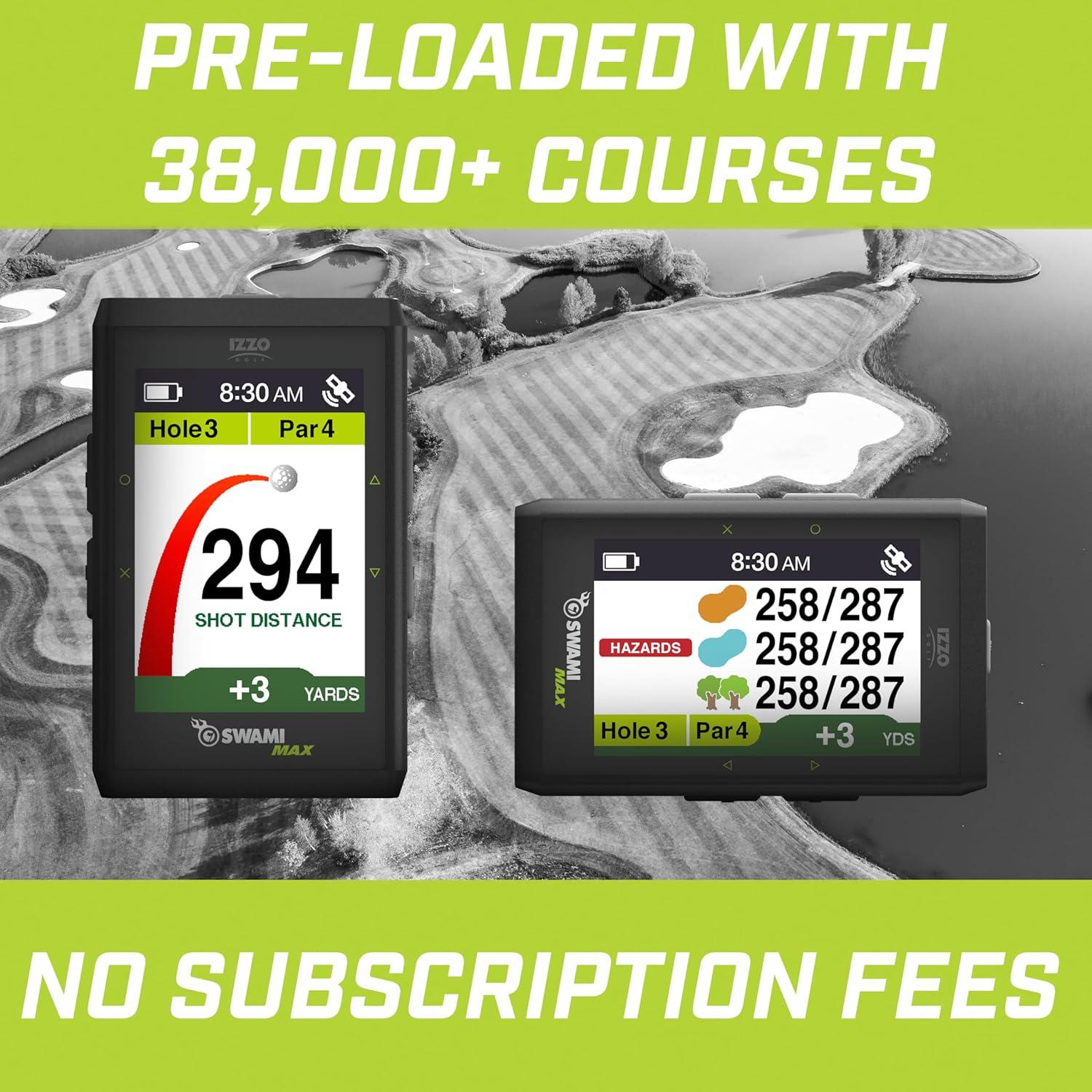 GPS de Golf Izzo Swami Max - Pantalla 8.89 cm, 38,000 mapas