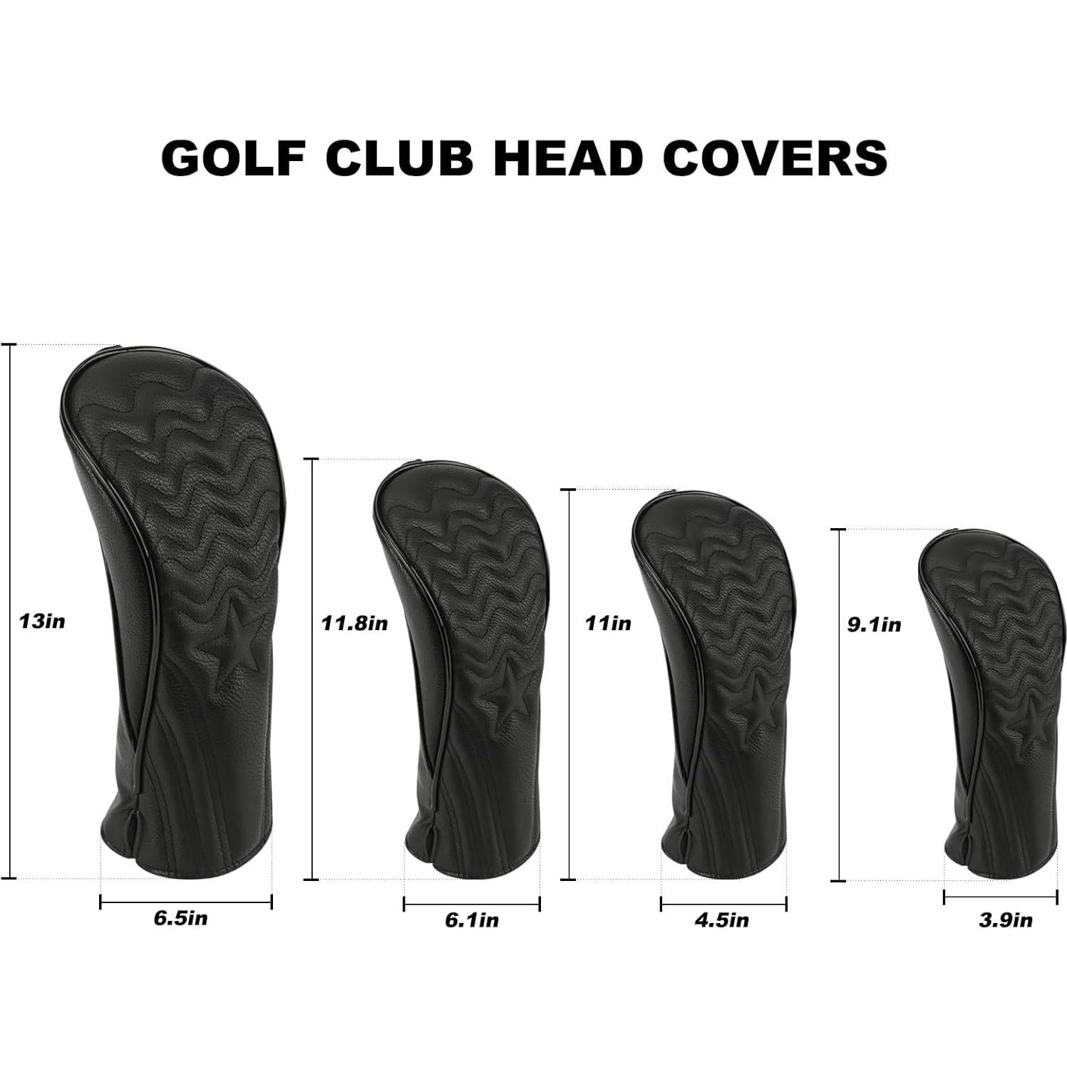 Cubiertas de Cabeza de Palos de Golf PONADA - 4 Piezas, Cuero PU