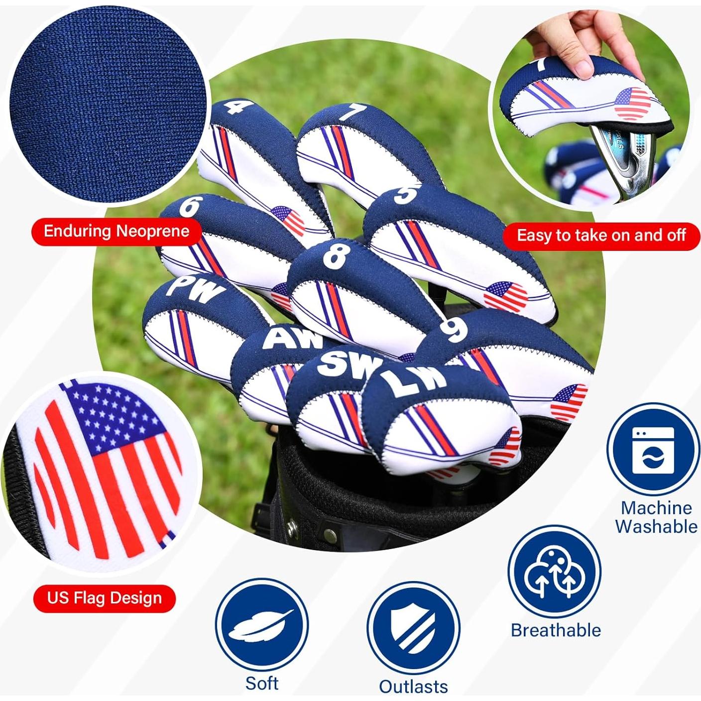 Juego de Fundas para Cabezas de Hierro de Golf Frimon 10PCS Neopreno