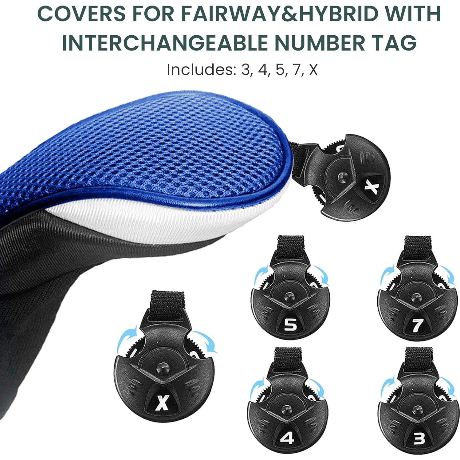 Fundas para Palos de Golf FINGER TEN Madera 5 Piezas Azul