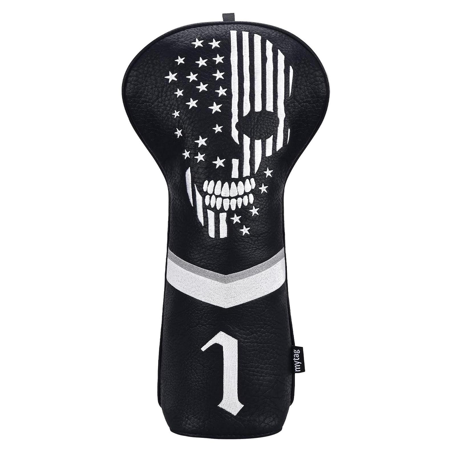 Cubierta de cabeza de golf Caiobob Skull Negro PU para Driver