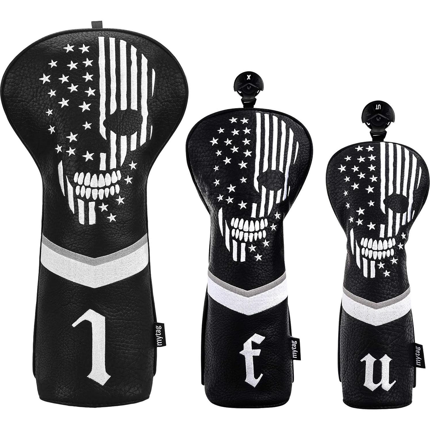 Cubierta de cabeza de golf Caiobob Skull Negro PU para Driver