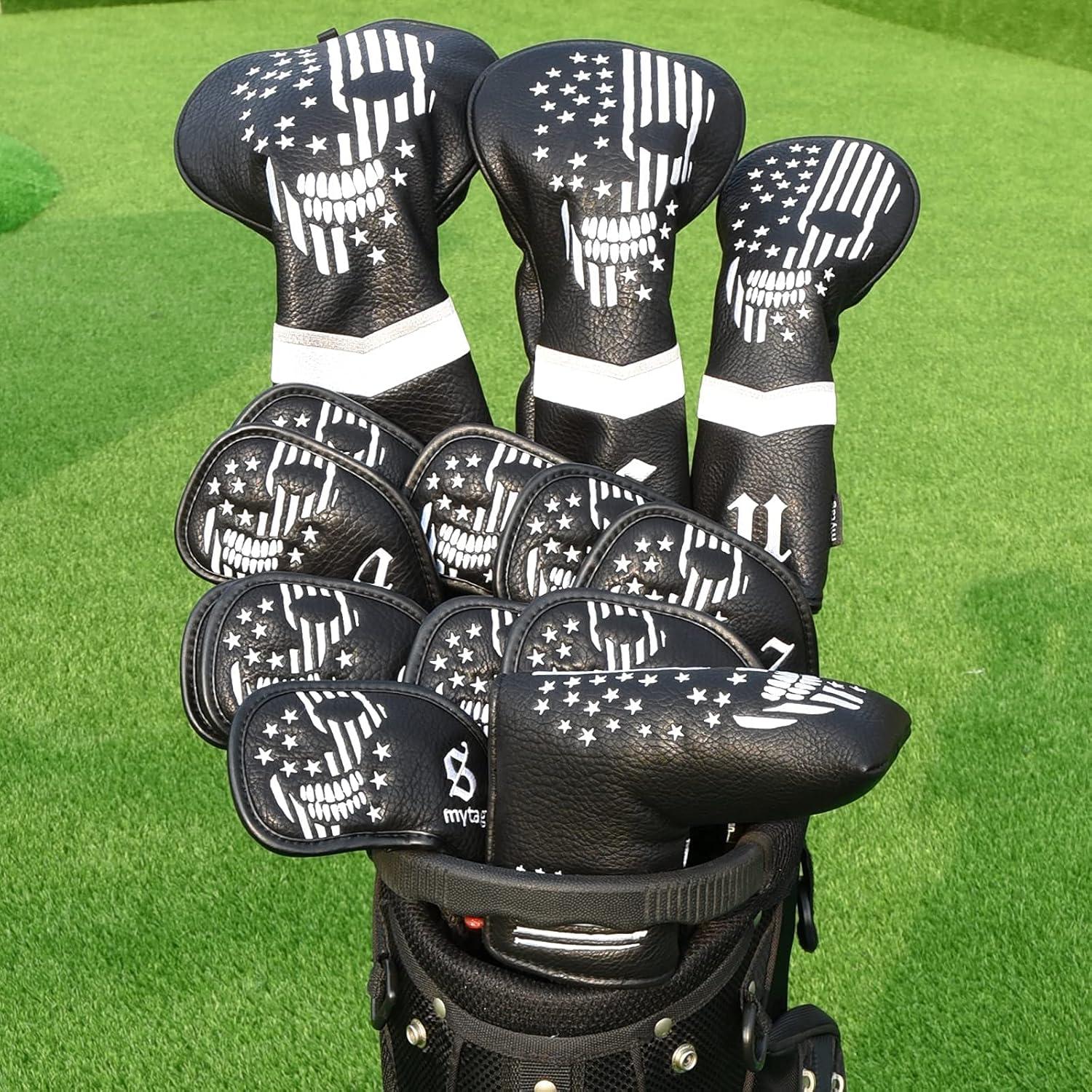 Cubierta de cabeza de golf Caiobob Skull Negro PU para Driver
