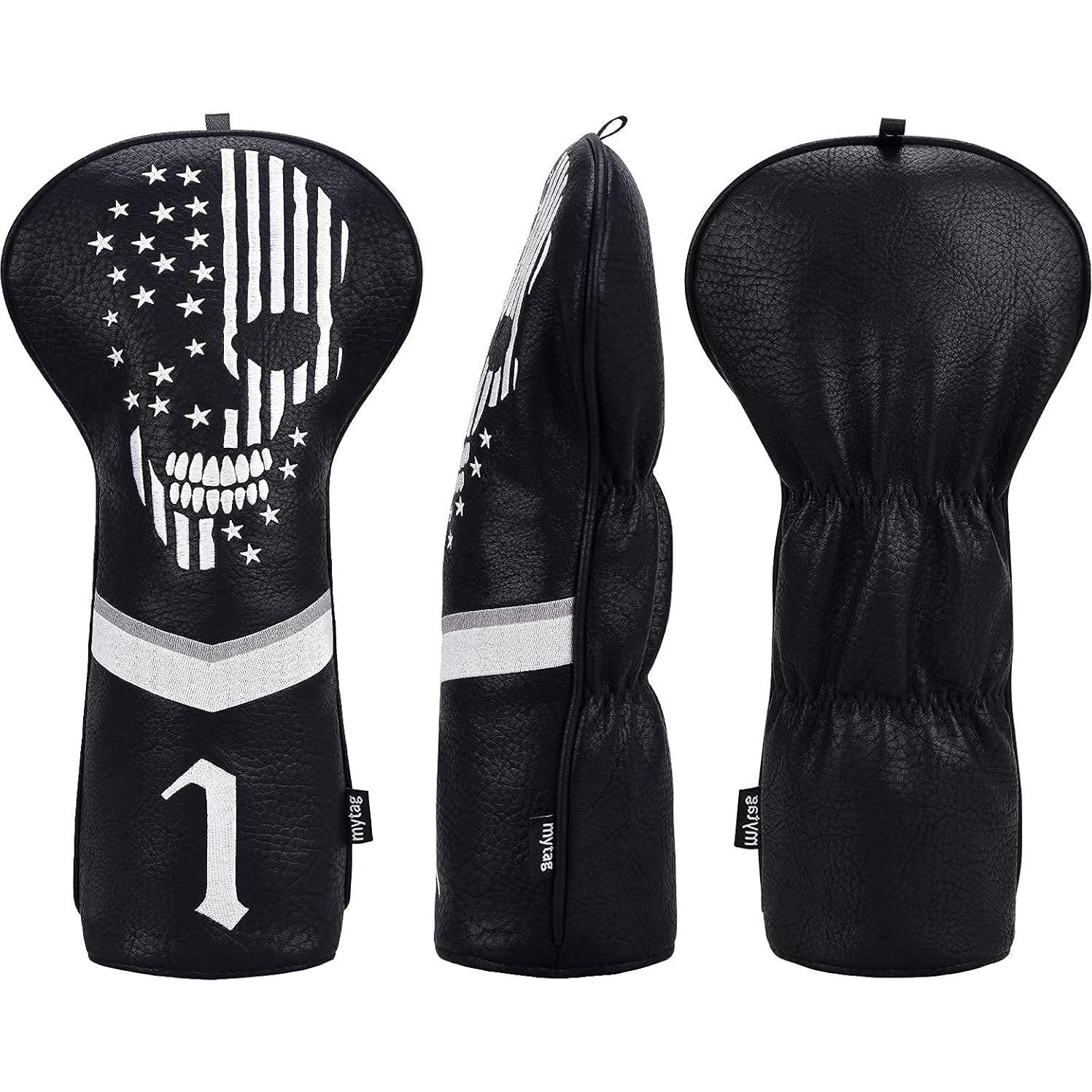 Cubierta de cabeza de golf Caiobob Skull Negro PU para Driver