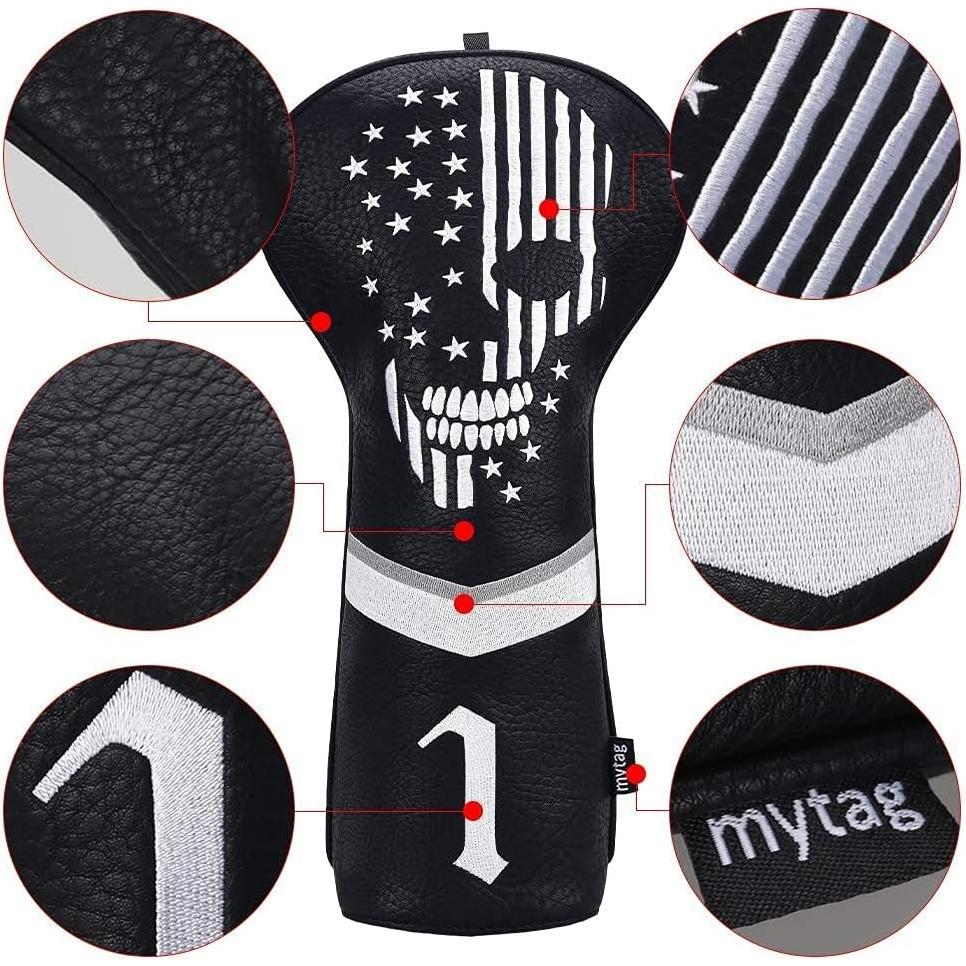 Cubierta de cabeza de golf Caiobob Skull Negro PU para Driver