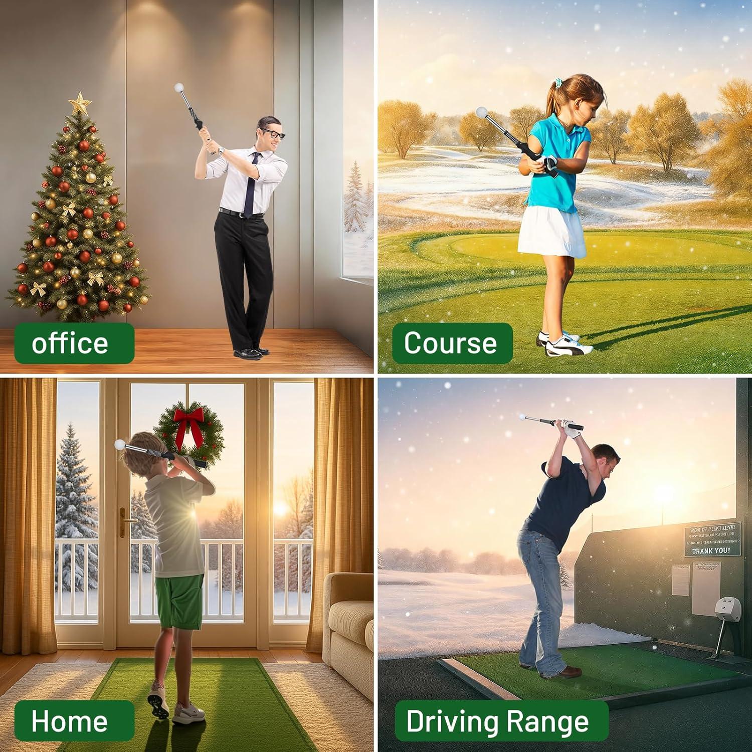 Entrenador de Swing de Golf FODESAN Diestro Retráctil con Banda