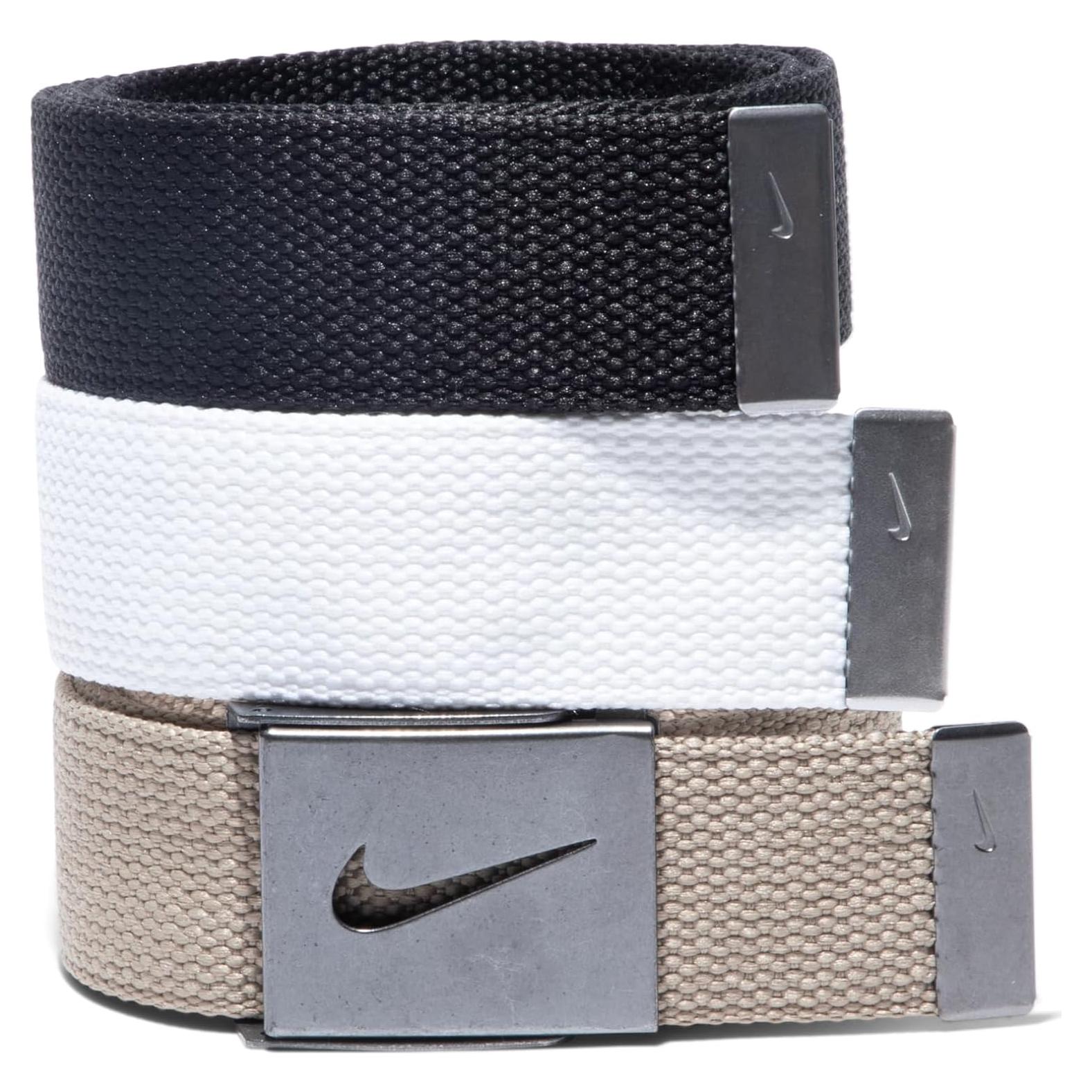 Cinturón de golf Nike 3 pack para hombres - Blanco/Khaki/Negro