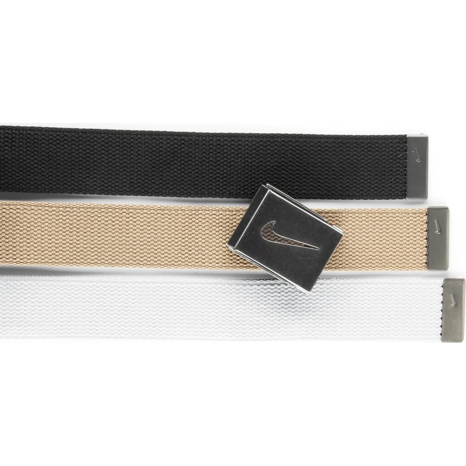 Cinturón de golf Nike 3 pack para hombres - Blanco/Khaki/Negro
