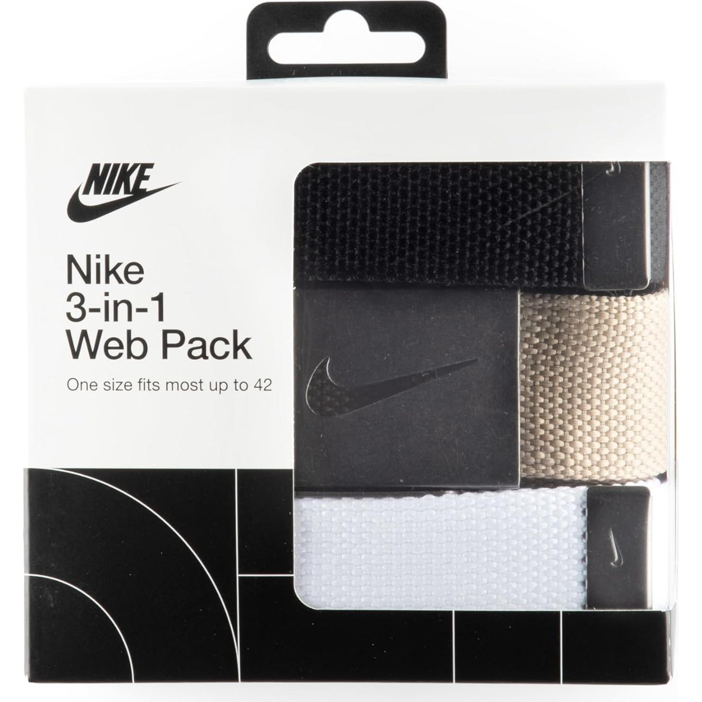 Cinturón de golf Nike 3 pack para hombres - Blanco/Khaki/Negro