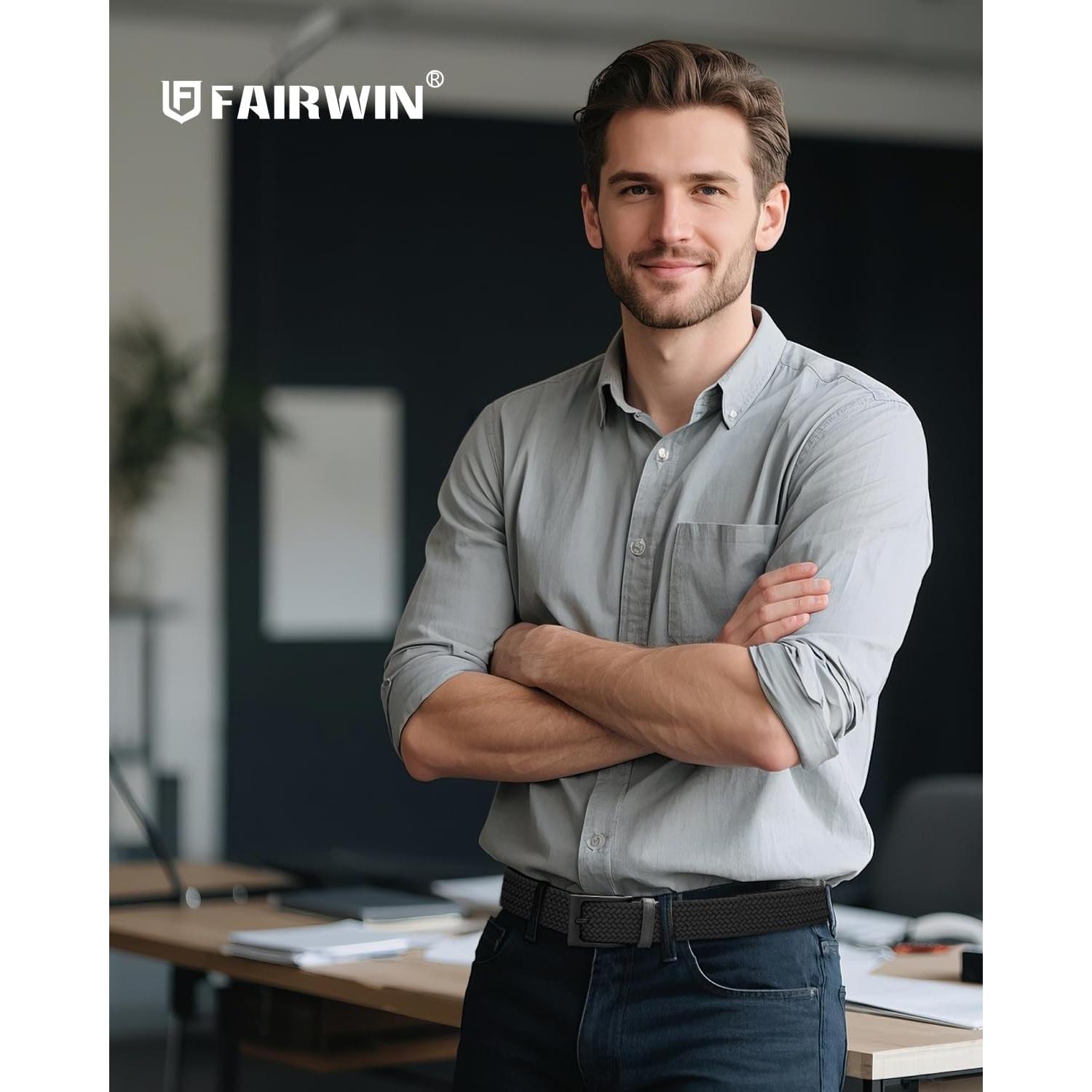 Cinturón de Golf Elástico Fairwin para Hombre 3.49 cm Negro