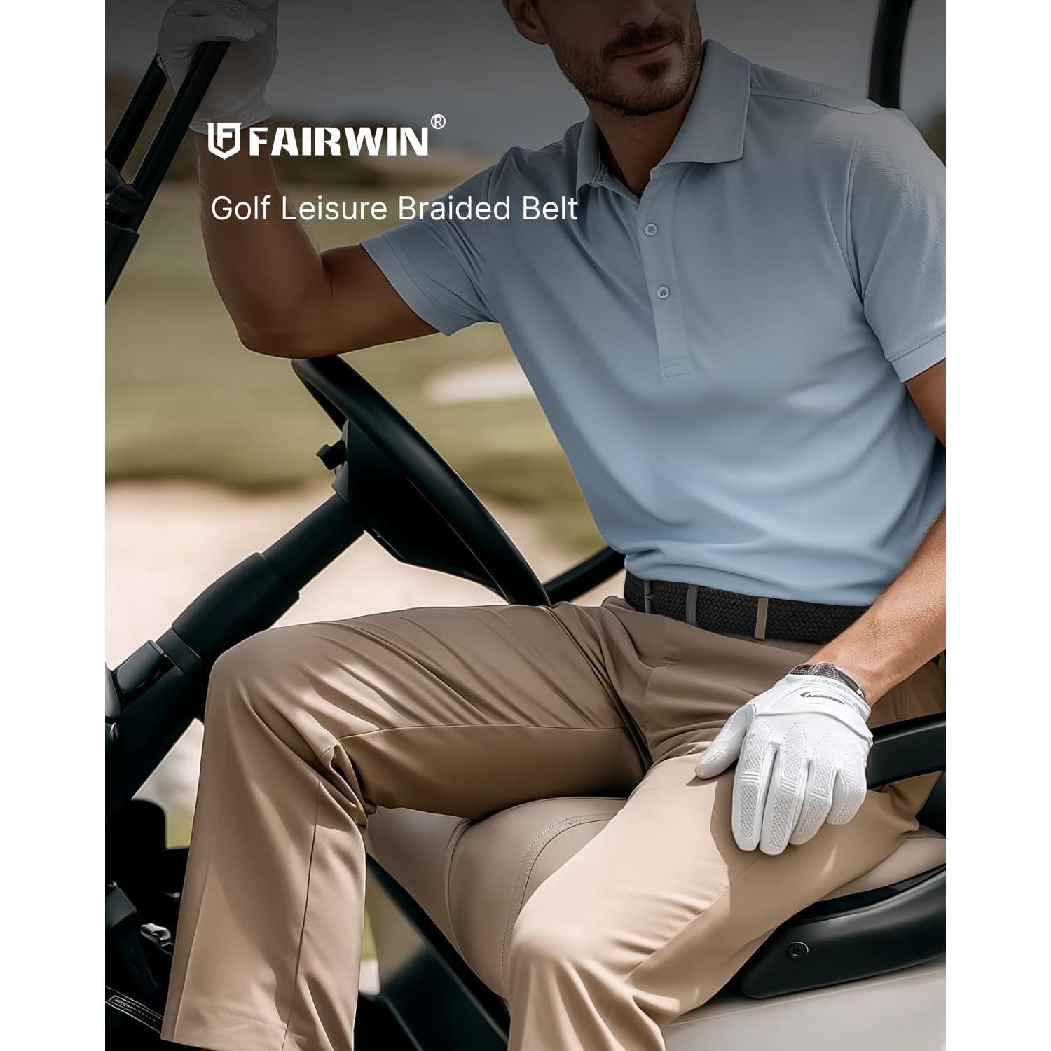 Cinturón de Golf Elástico Fairwin para Hombre 3.49 cm Negro