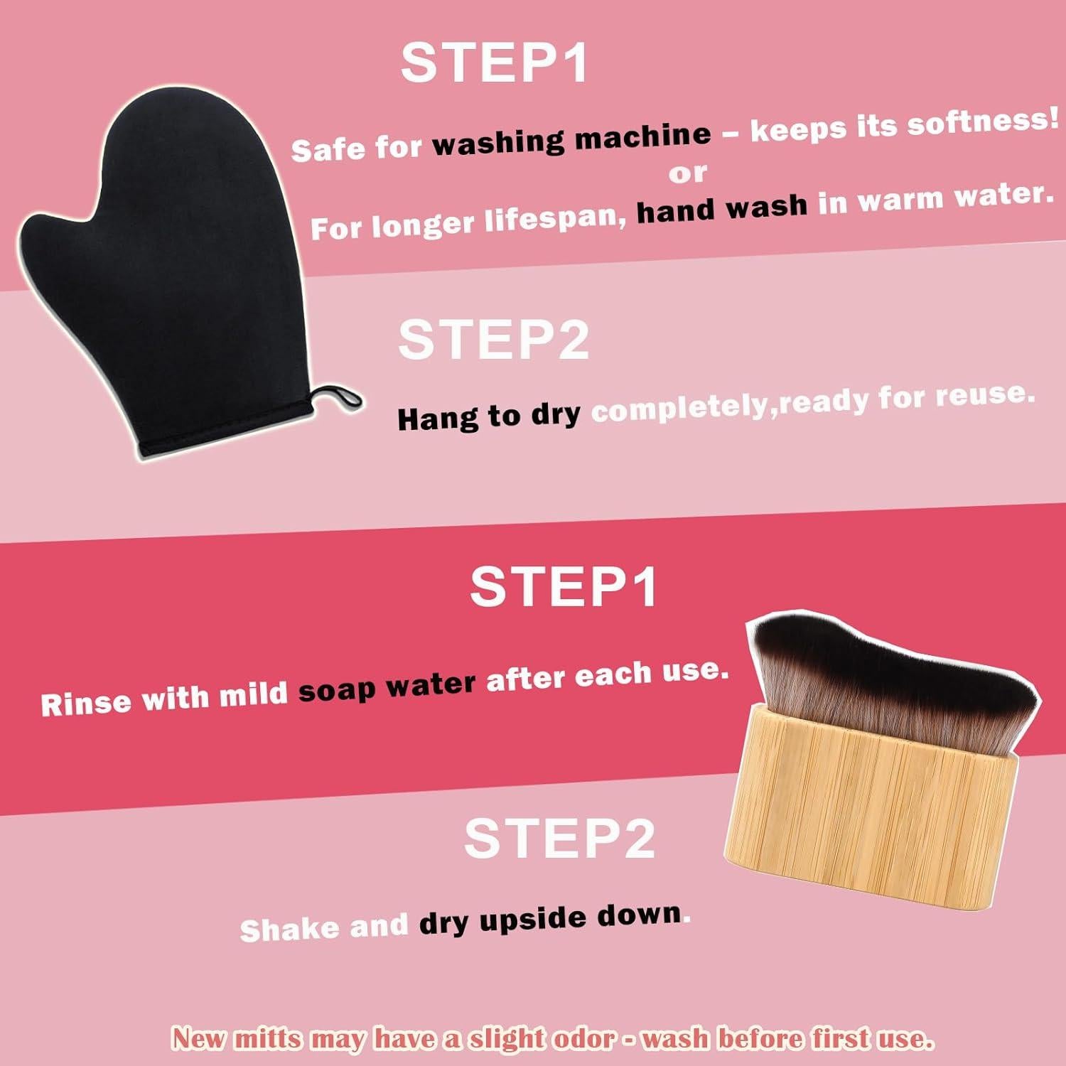 Kit de bronceado automático KELILO - Mitón y cepillo kabuki