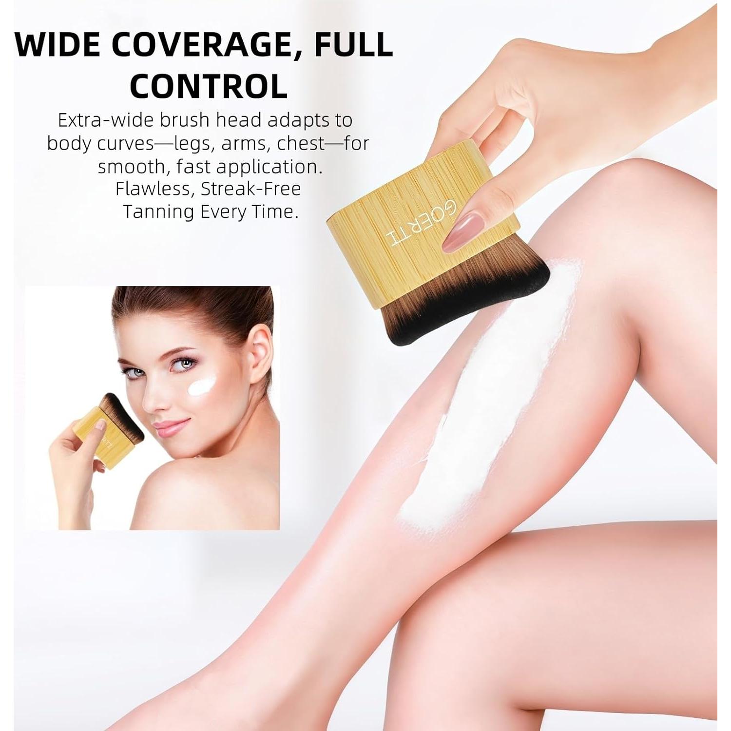 Brocha Kabuki Grande GOERTI para Autobronceador y Protector Solar