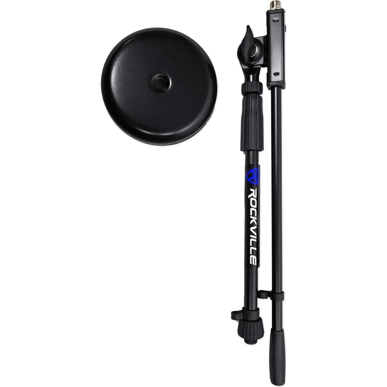 Soporte de micrófono Rockville RKDS con base redonda y boom