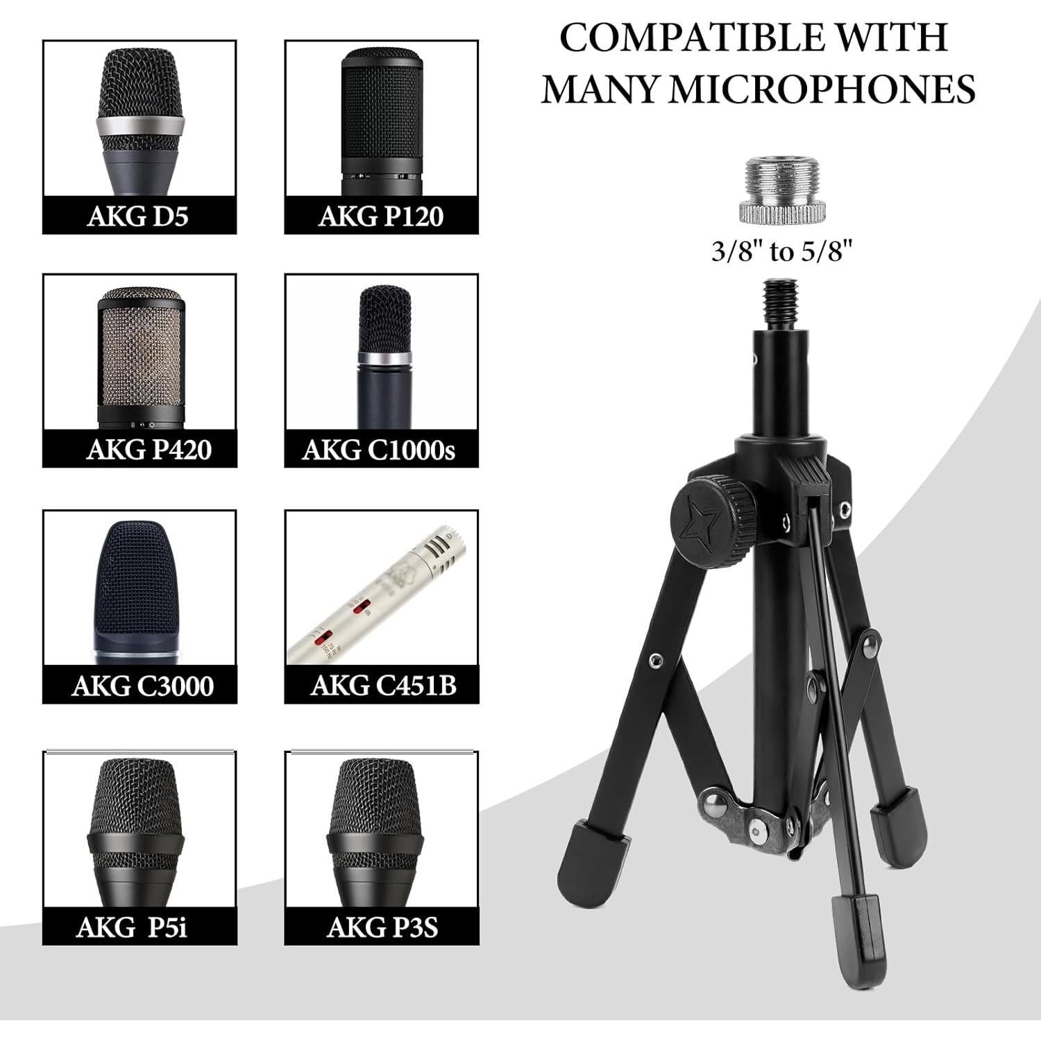 Soporte de Micrófono de Trípode Geekria para AKG D5, P120, P420