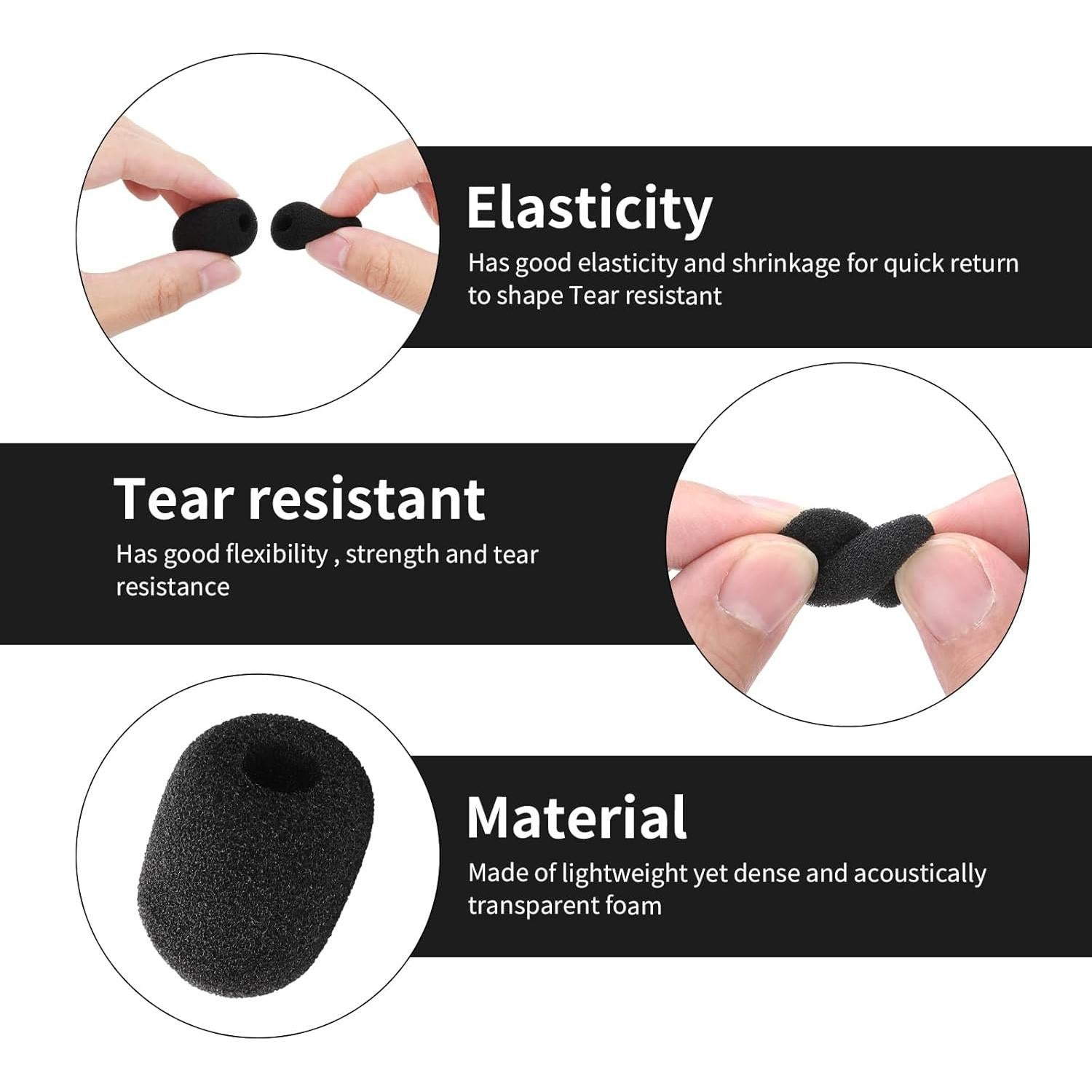 Paquete de 15 Filtros de Espuma para Micrófono Prasacco 28x22mm