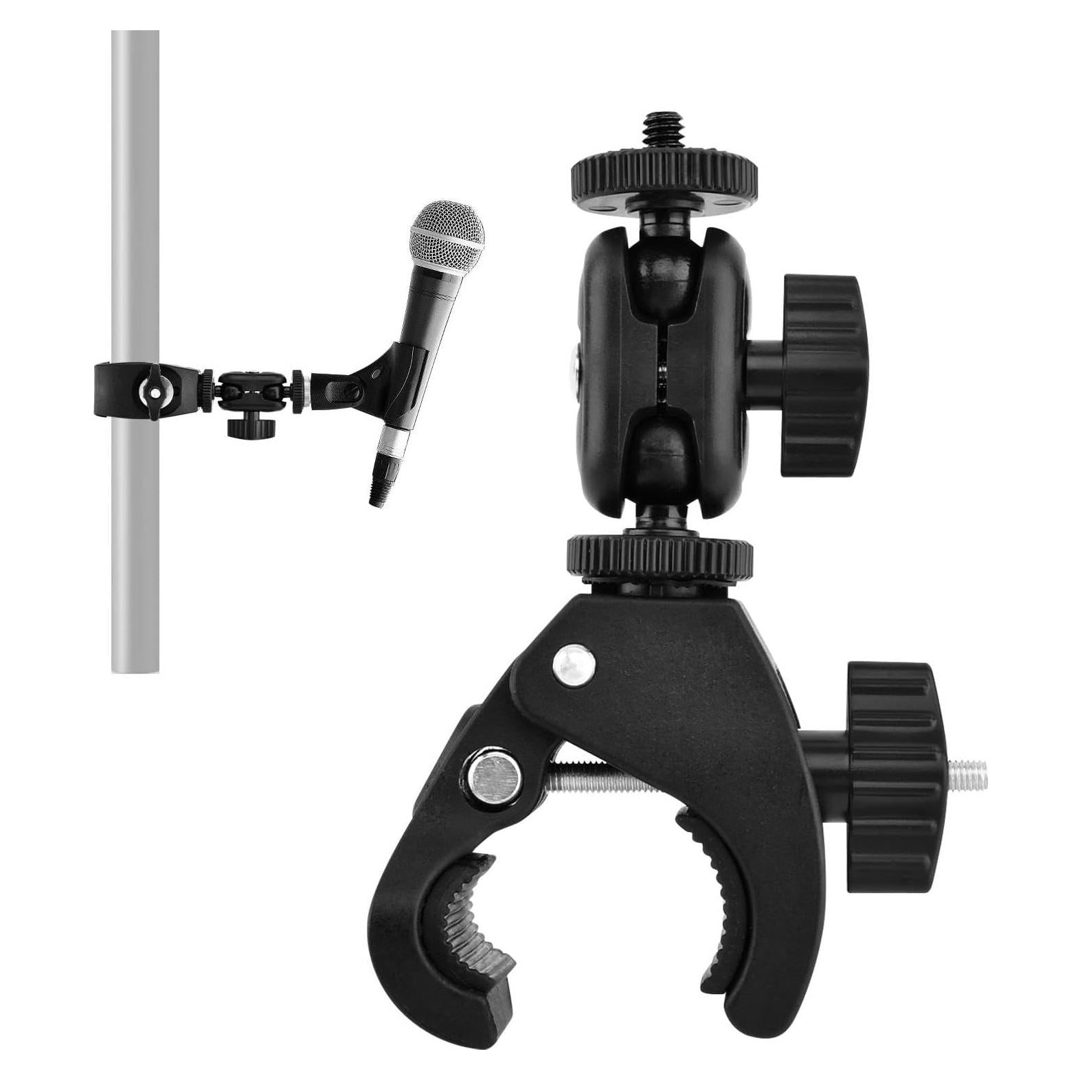 Pinza de Cangrejo Mic Loyanger, Soporte Ajustable 360° Negro