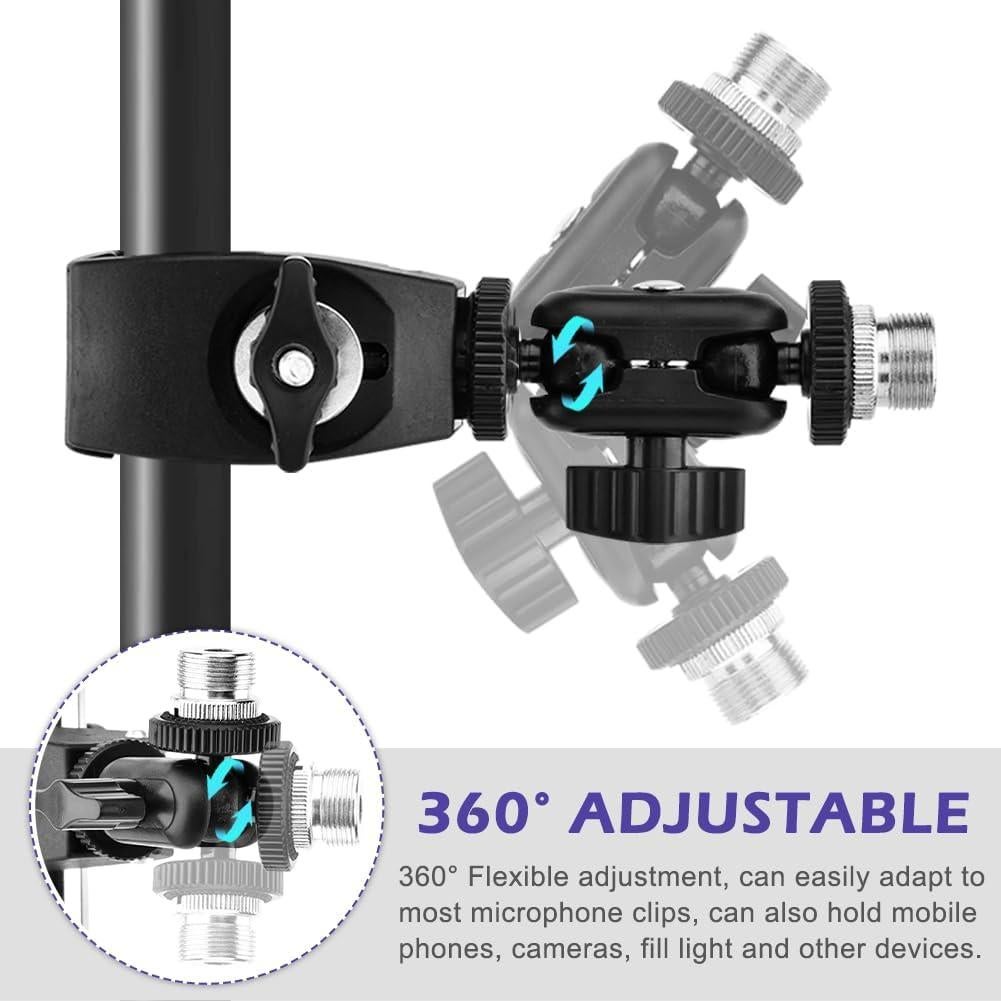 Pinza de Cangrejo Mic Loyanger, Soporte Ajustable 360° Negro