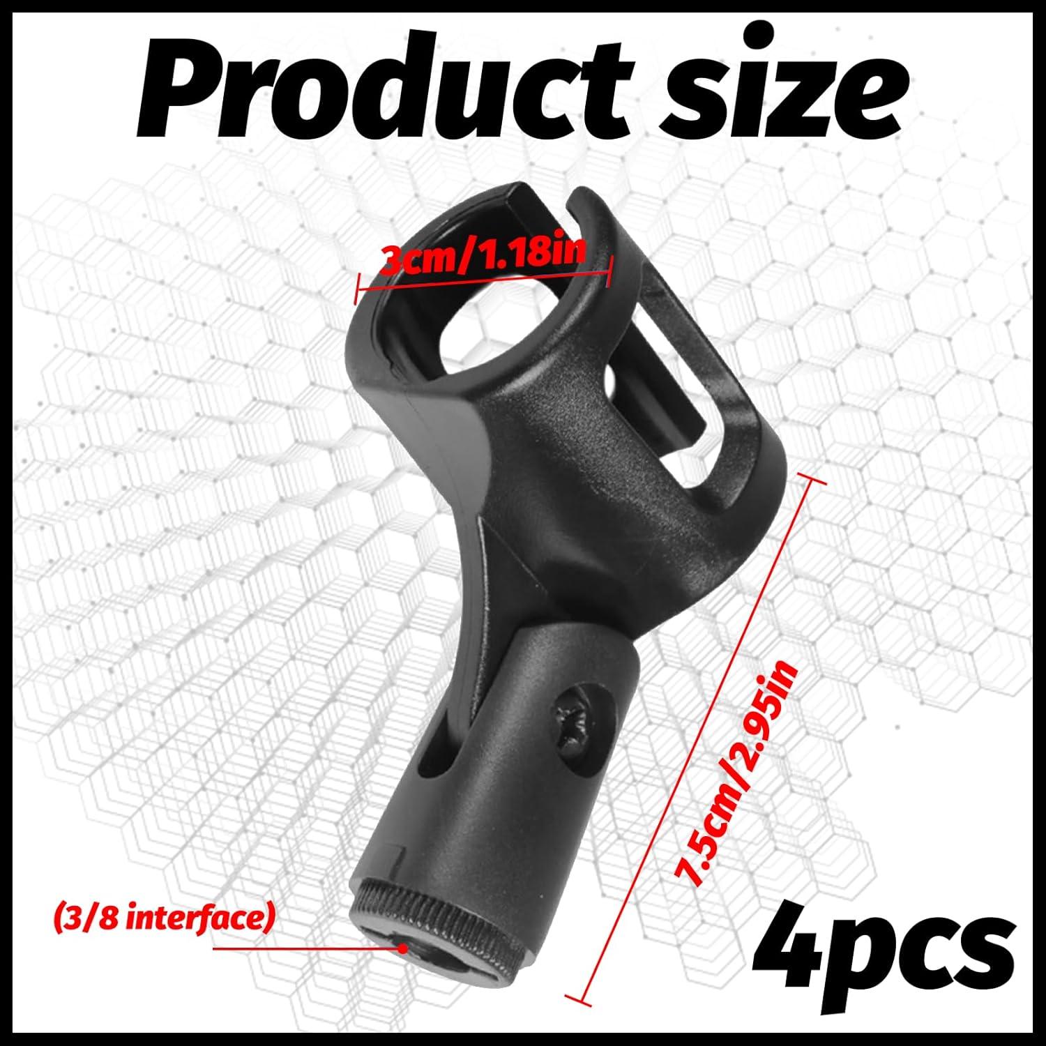 4 Clips de Micrófono Ajustables Negro ABS para Soporte