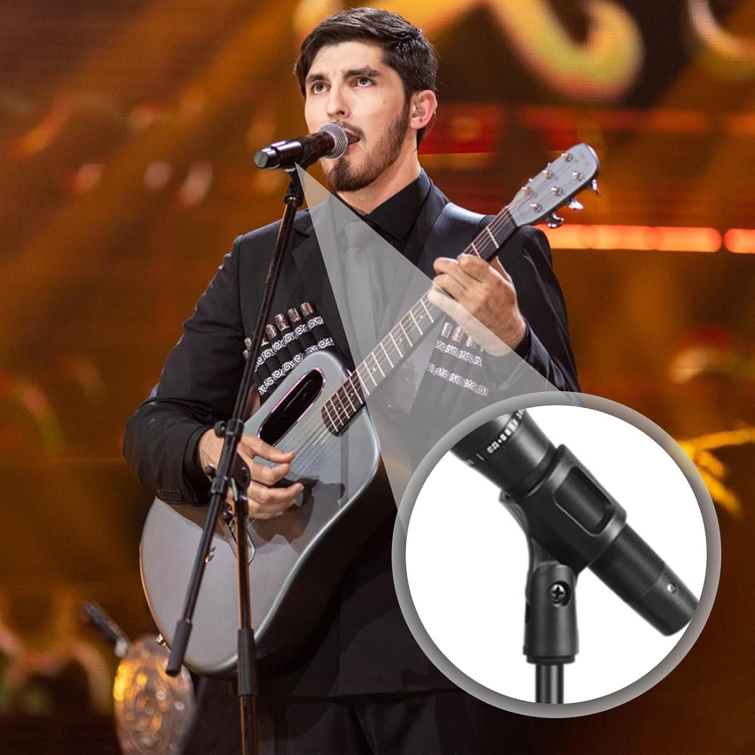 4 Clips de Micrófono Ajustables Negro ABS para Soporte