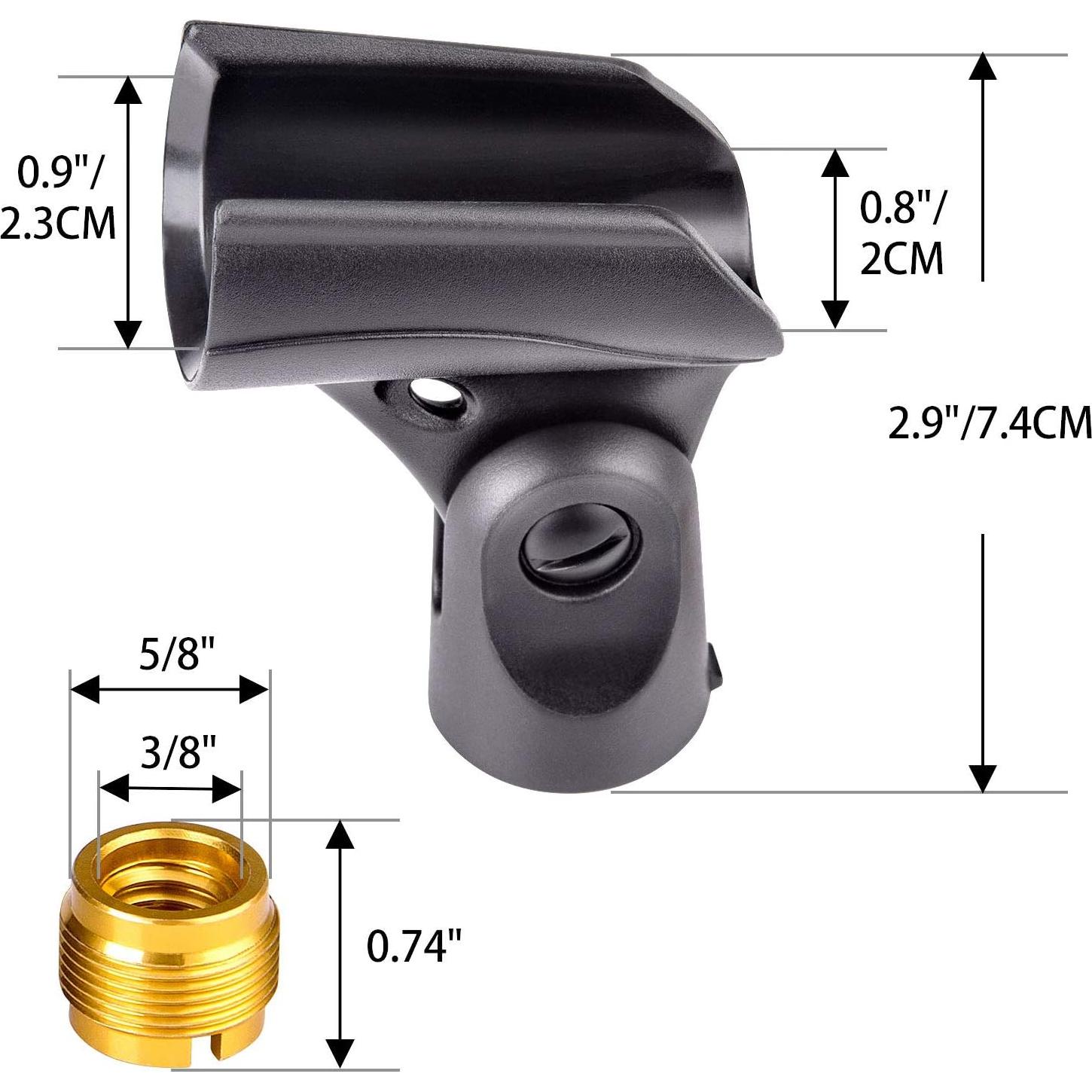 Soporte de Clip de Micrófono Universal Negro - Paquete de 5