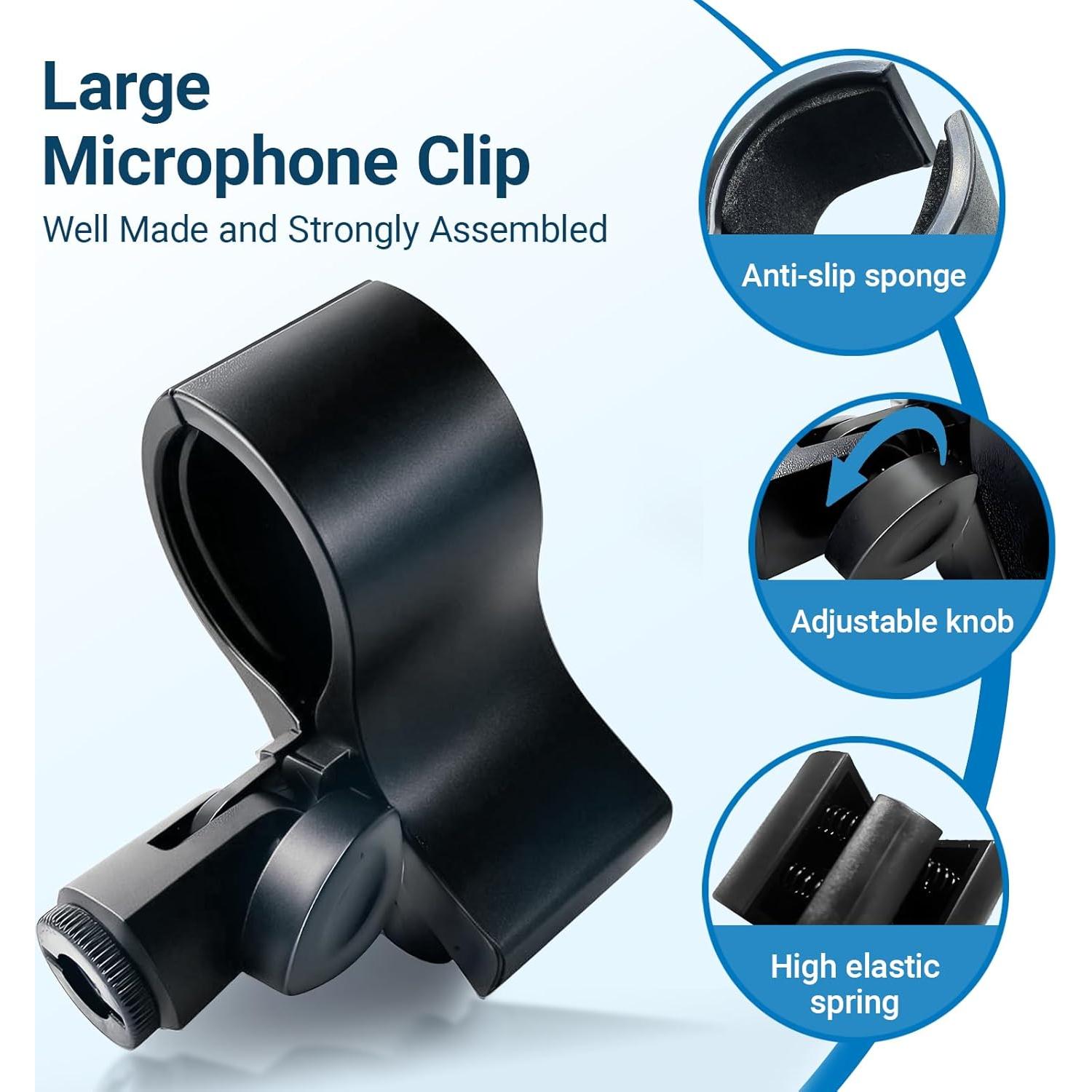 Paquete de 2 Clips de Micrófono Ajustables para Soporte