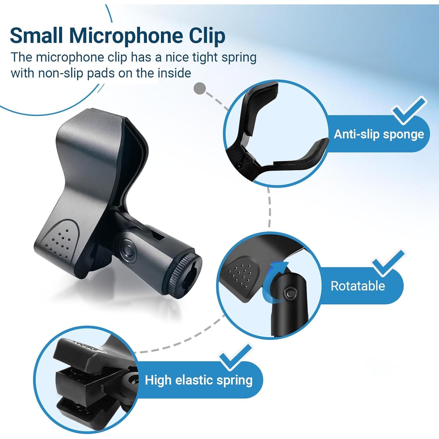 Paquete de 2 Clips de Micrófono Ajustables para Soporte