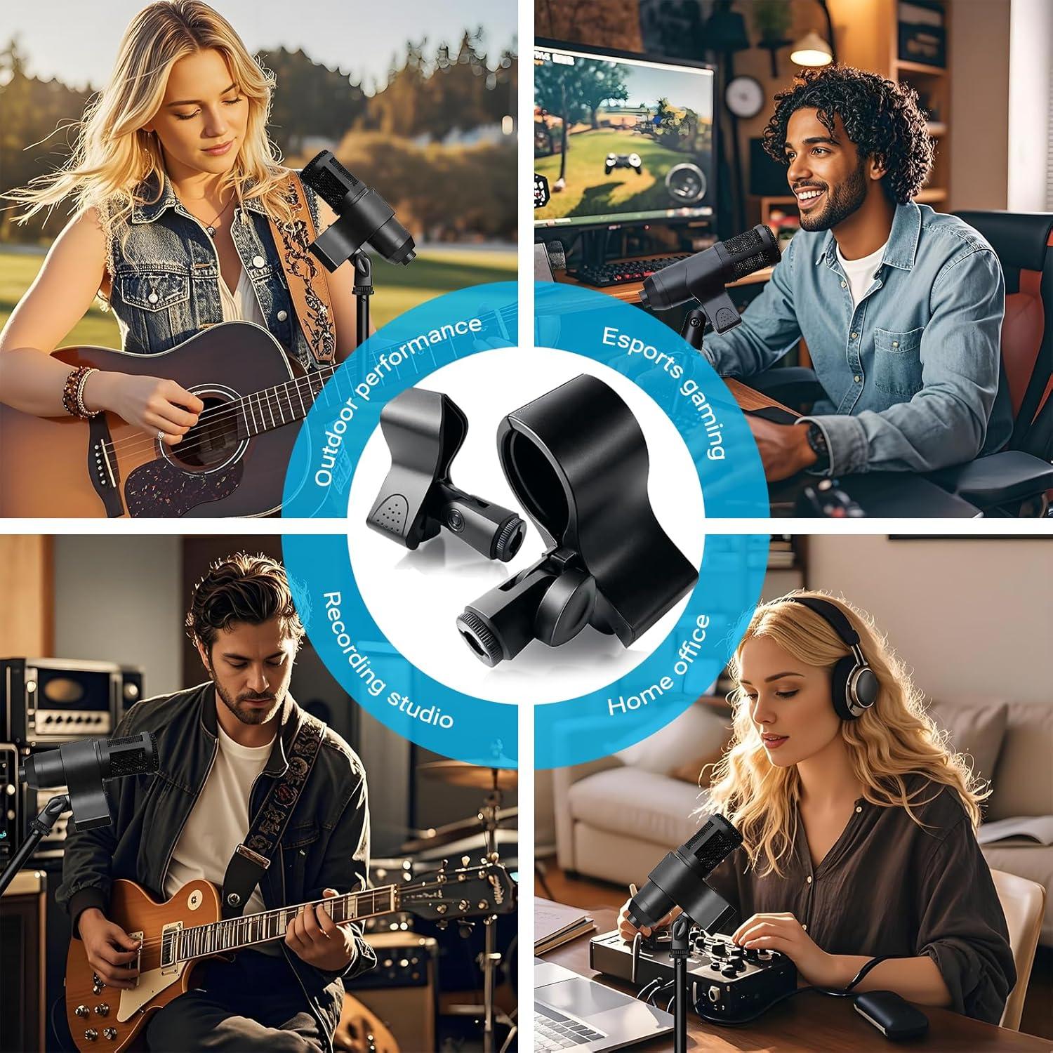 Paquete de 2 Clips de Micrófono Ajustables para Soporte