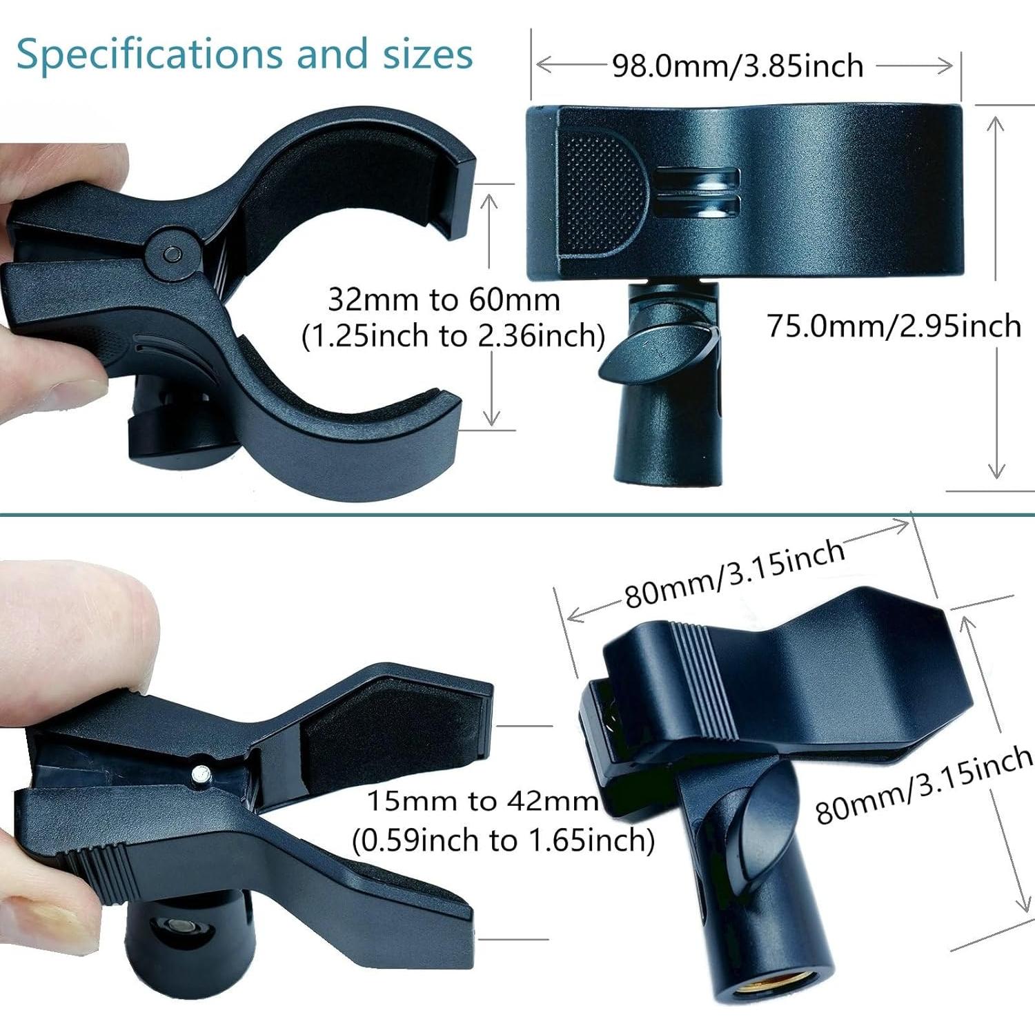 Clip de Micrófono Universal Ajustable C1+C2 - Soporte Metal