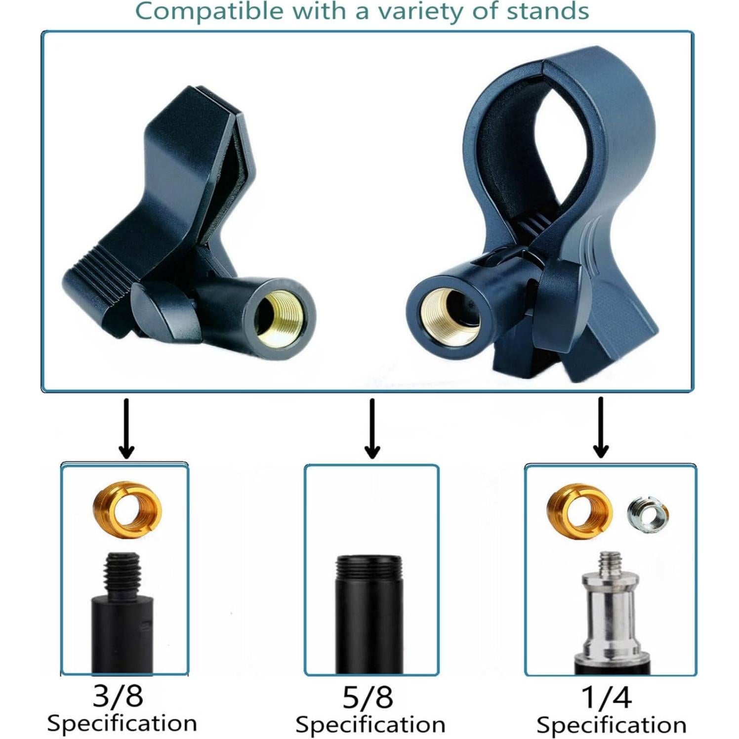 Clip de Micrófono Universal Ajustable C1+C2 - Soporte Metal