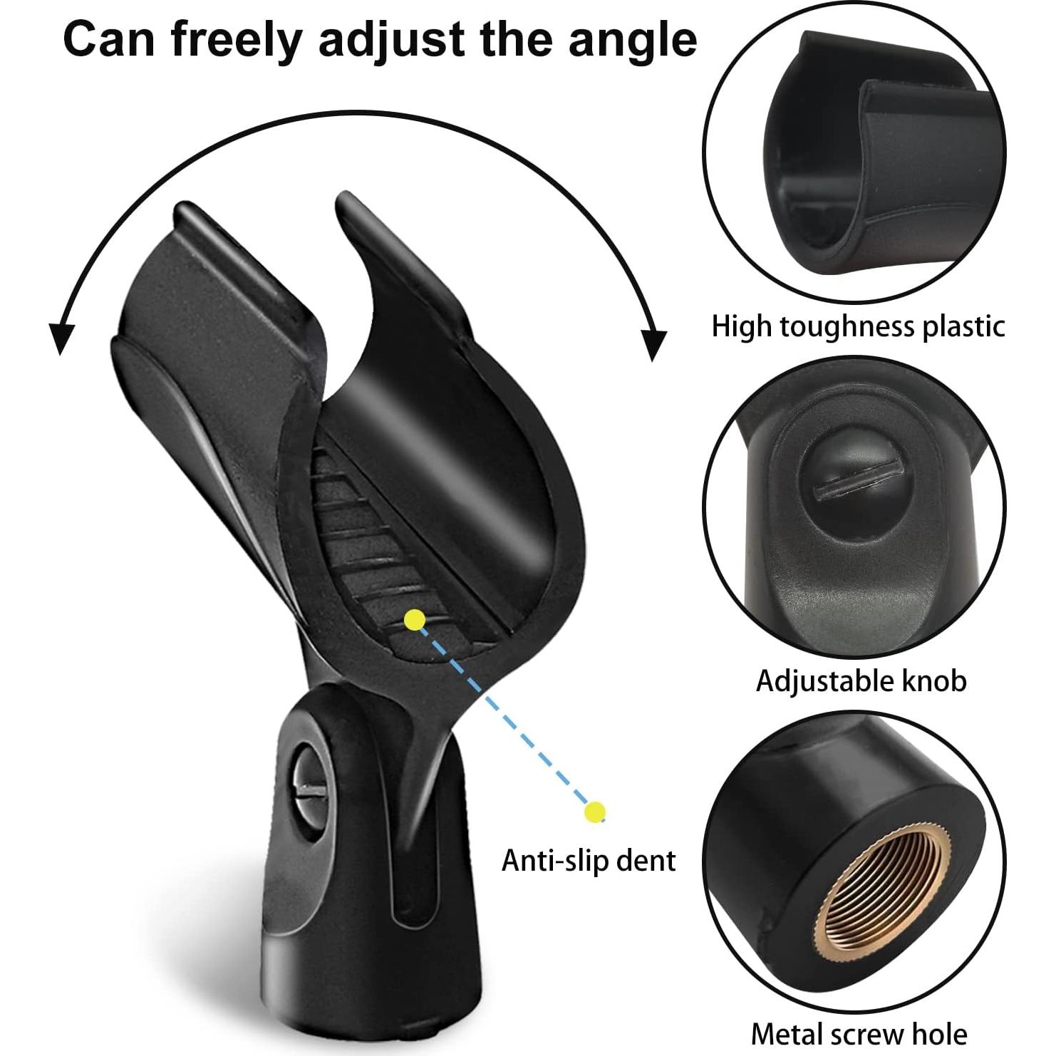 Soporte de Micrófono Universal Negro - Paquete de 4 Clips