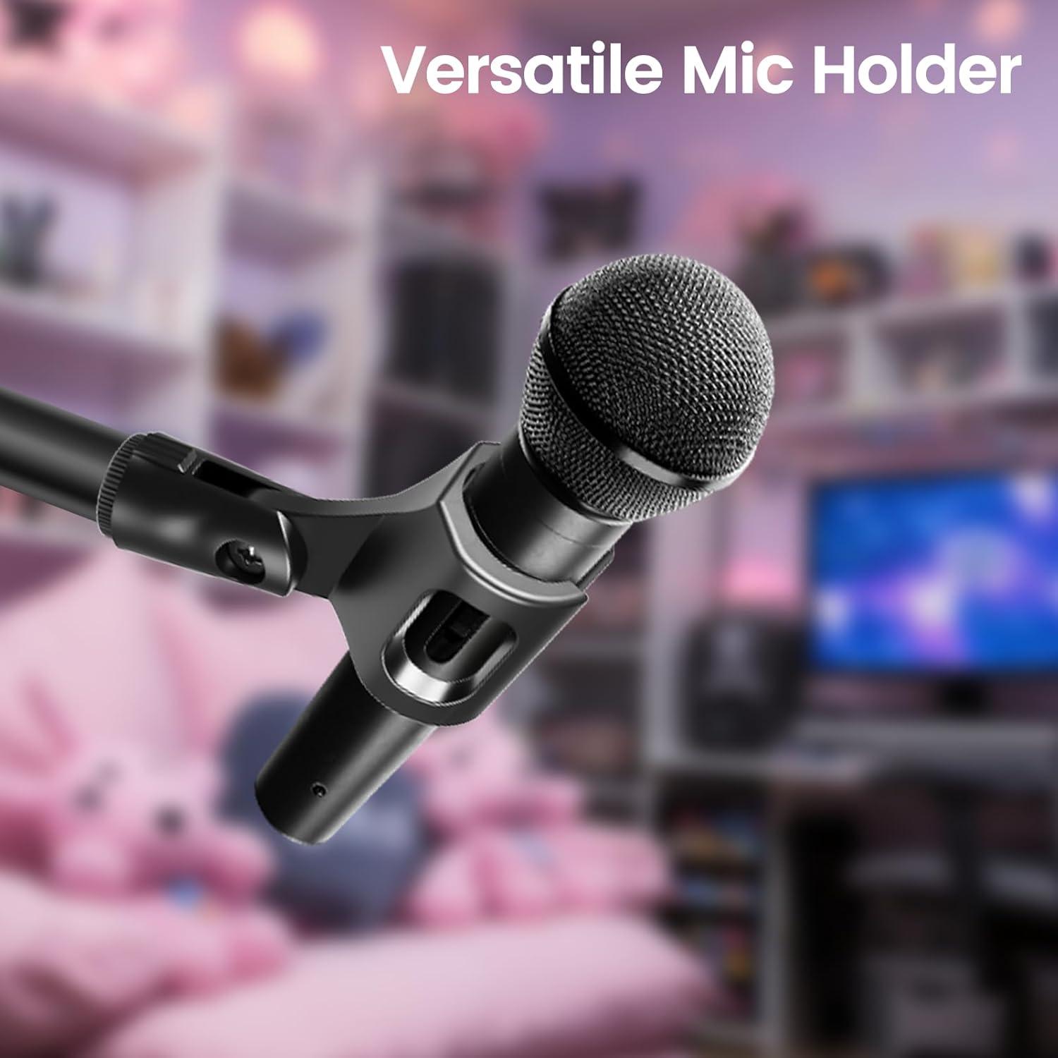 4 Clips de Micrófono Universal Ajustables ABS Negro 3/8"