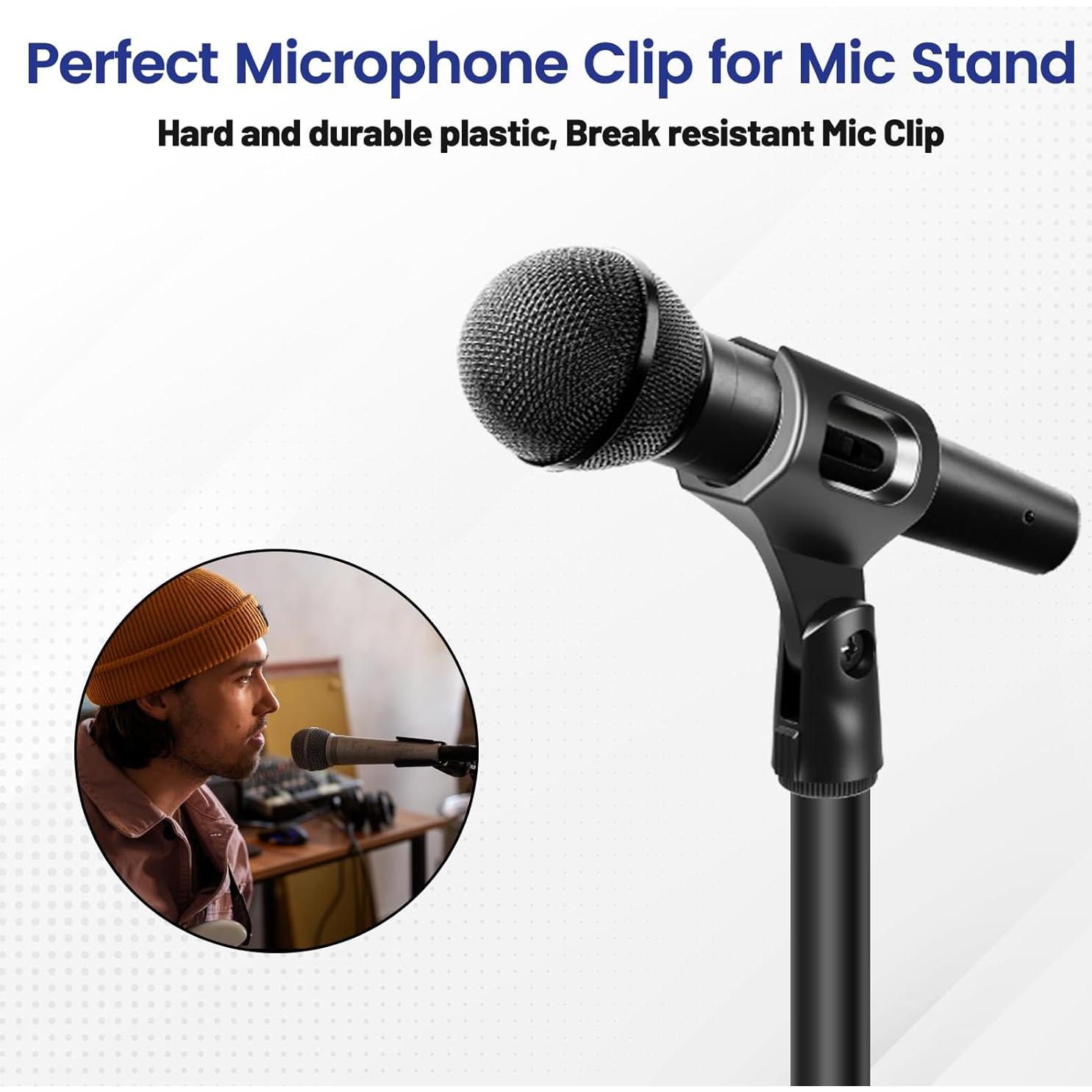 4 Clips de Micrófono Universal Ajustables ABS Negro 3/8"