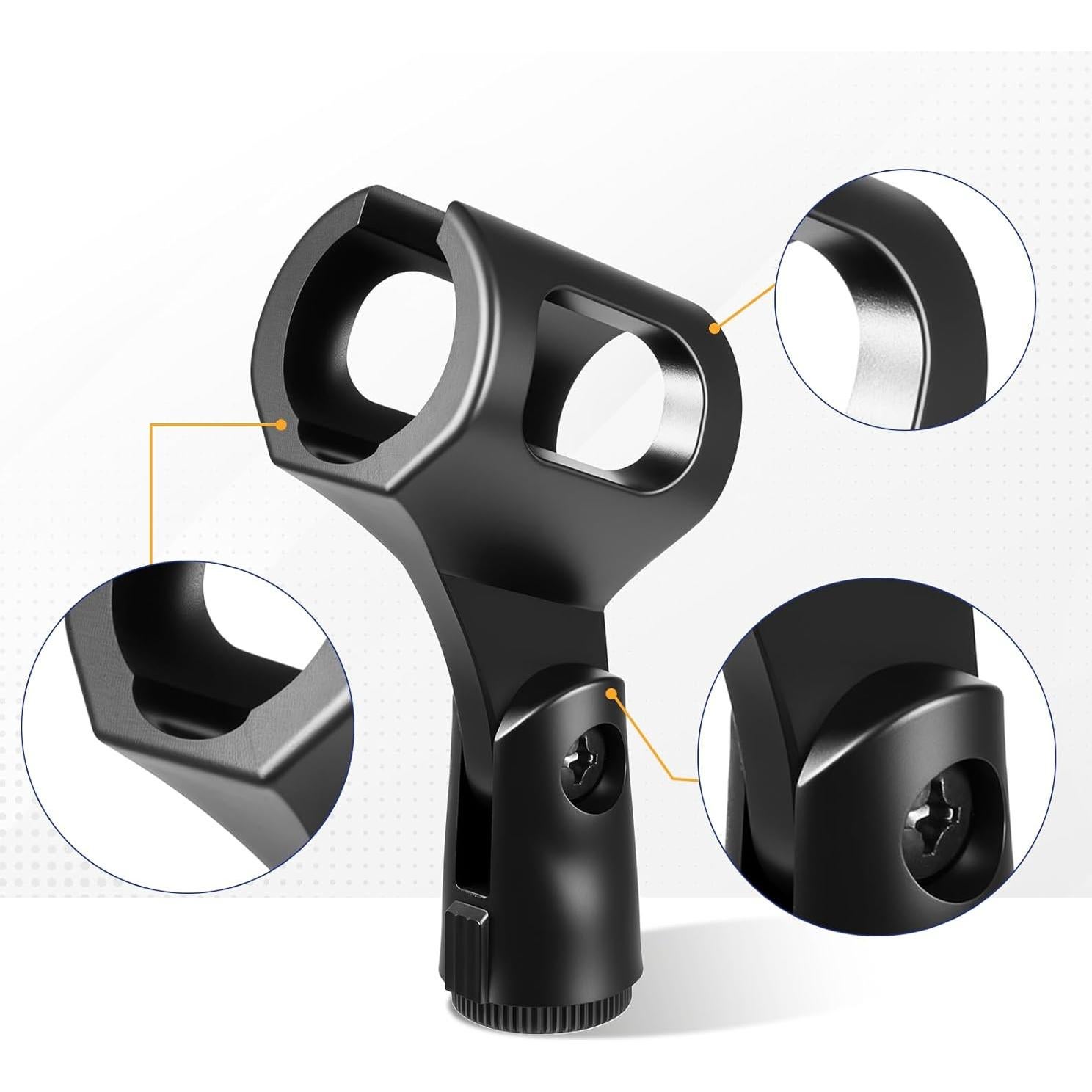 4 Clips de Micrófono Universal Ajustables ABS Negro 3/8"