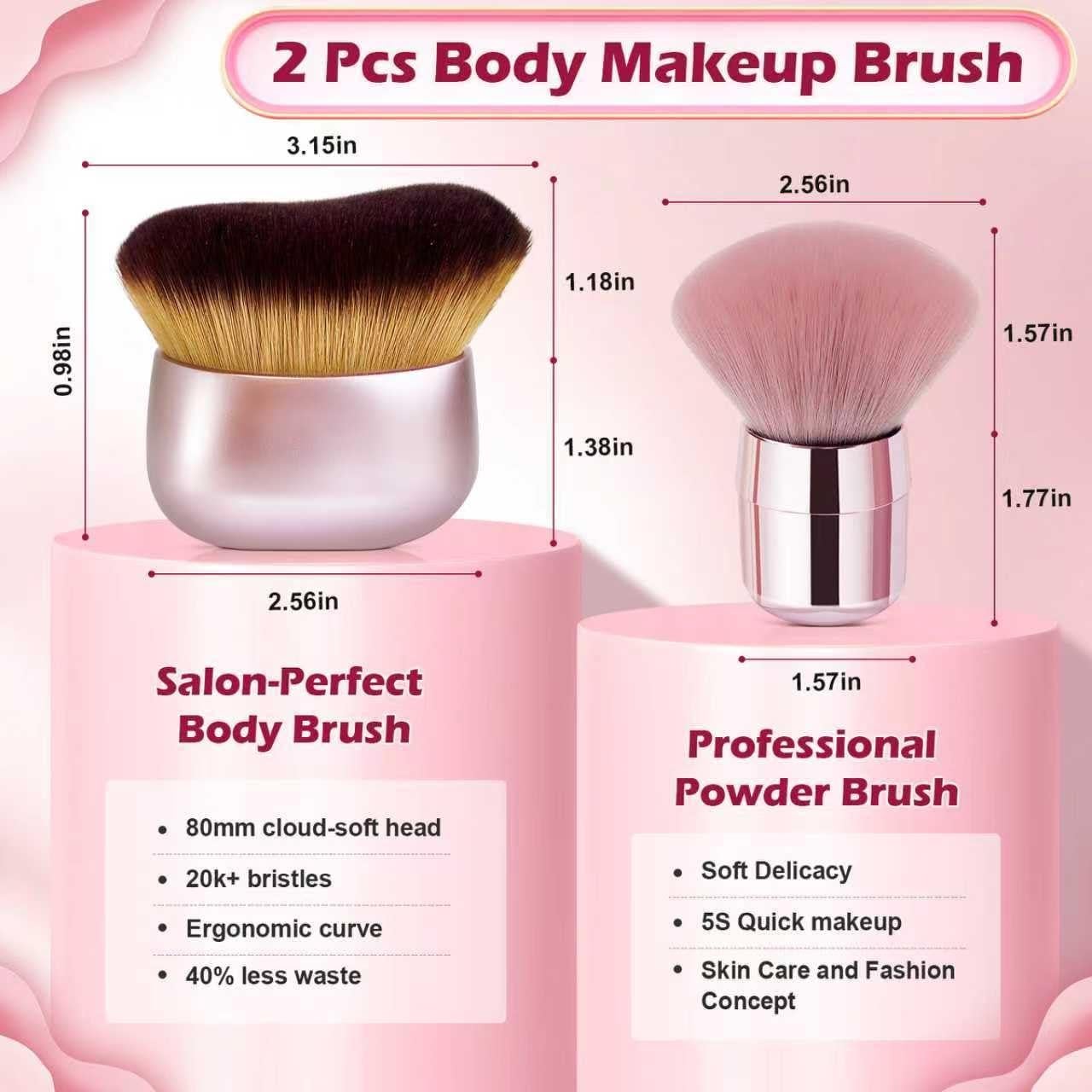 Set de Brochas de Maquillaje Corporal Juman - 2 Pcs Oro Rosa