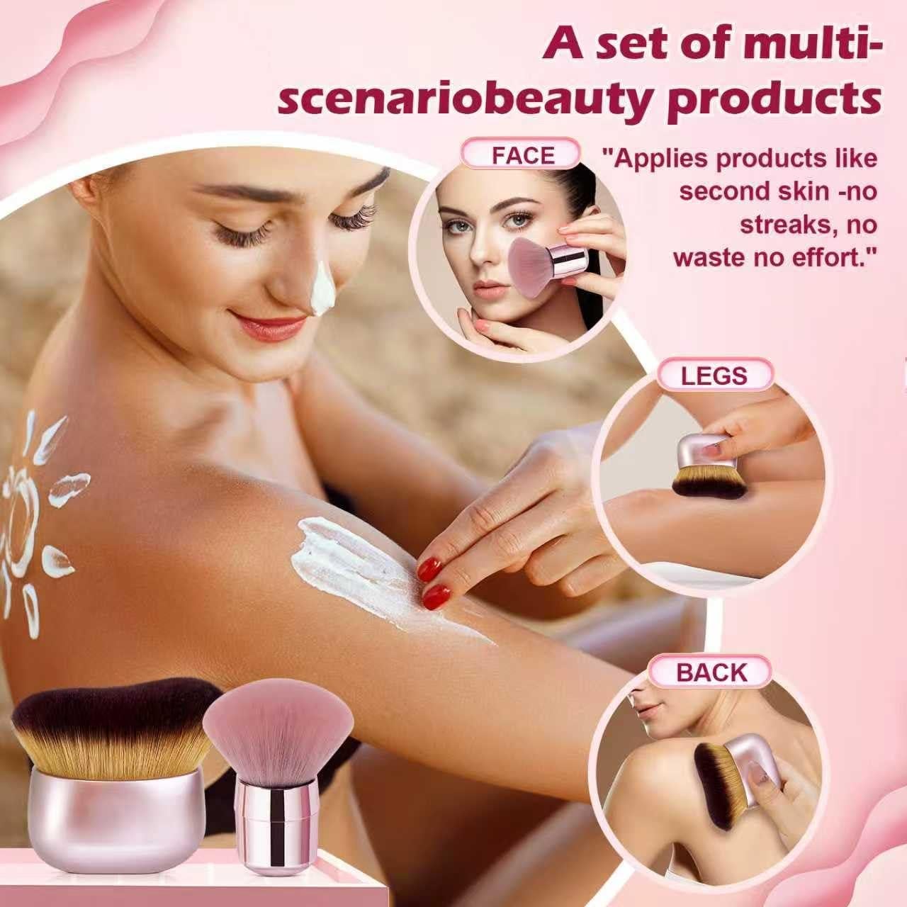 Set de Brochas de Maquillaje Corporal Juman - 2 Pcs Oro Rosa