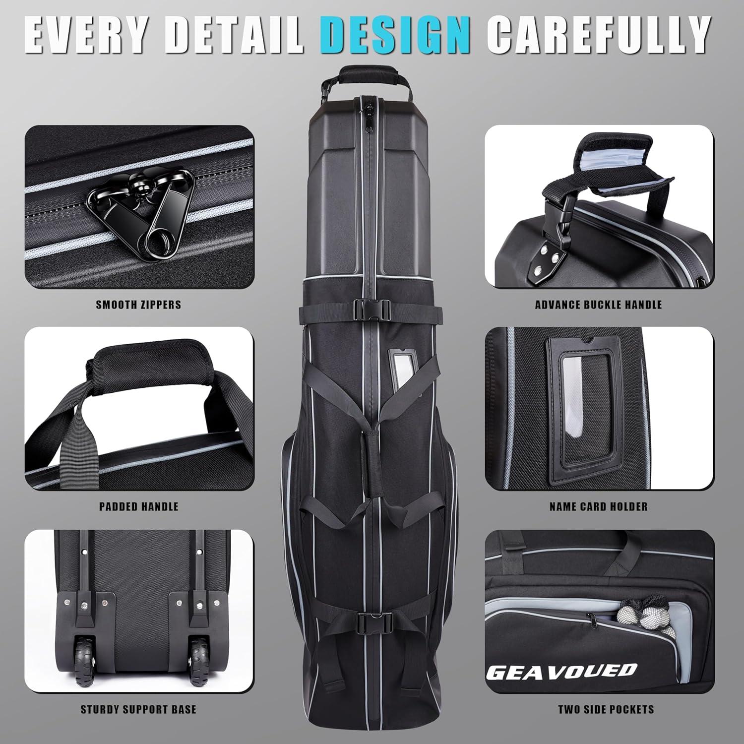 Bolsa de Viaje para Golf GEAVOUED Hkb001 Tapa Dura con Ruedas